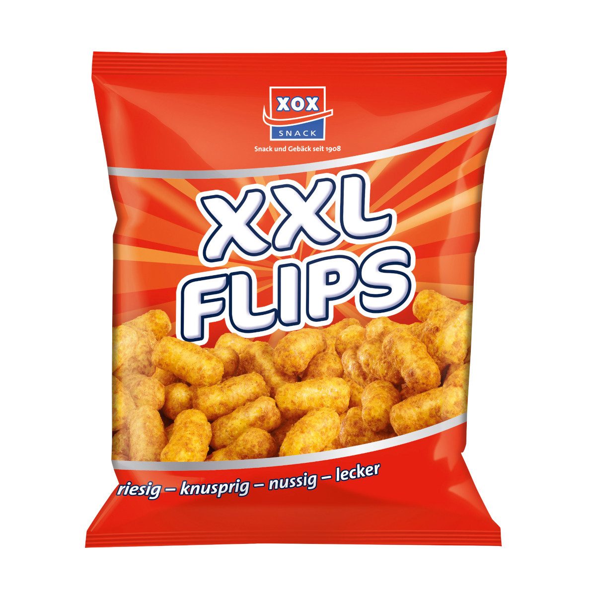 XOX Knabberei, XOX XXL Flips luftig lockeren Mais-Erdnuss-Snack Packung 250g