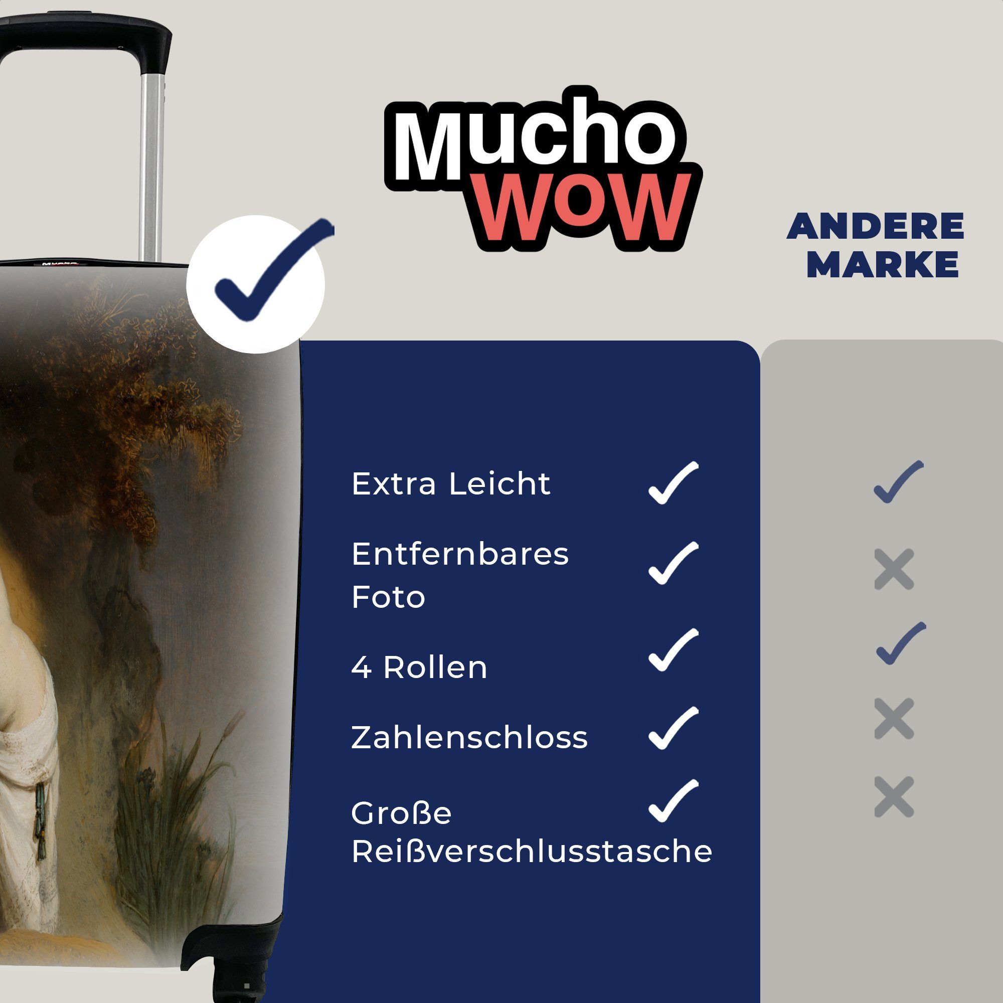 MuchoWow Handgepäckkoffer Andromeda Trolley, Rembrandt 4 mit Ferien, Reisetasche van rollen, für Handgepäck - Reisekoffer Rijn, Rollen