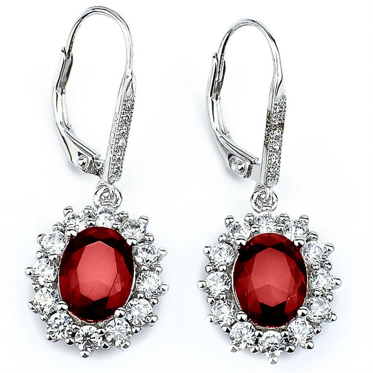 Schmuck-Elfe Paar Ohrhänger Rubin rot, 925 Sterling Silber