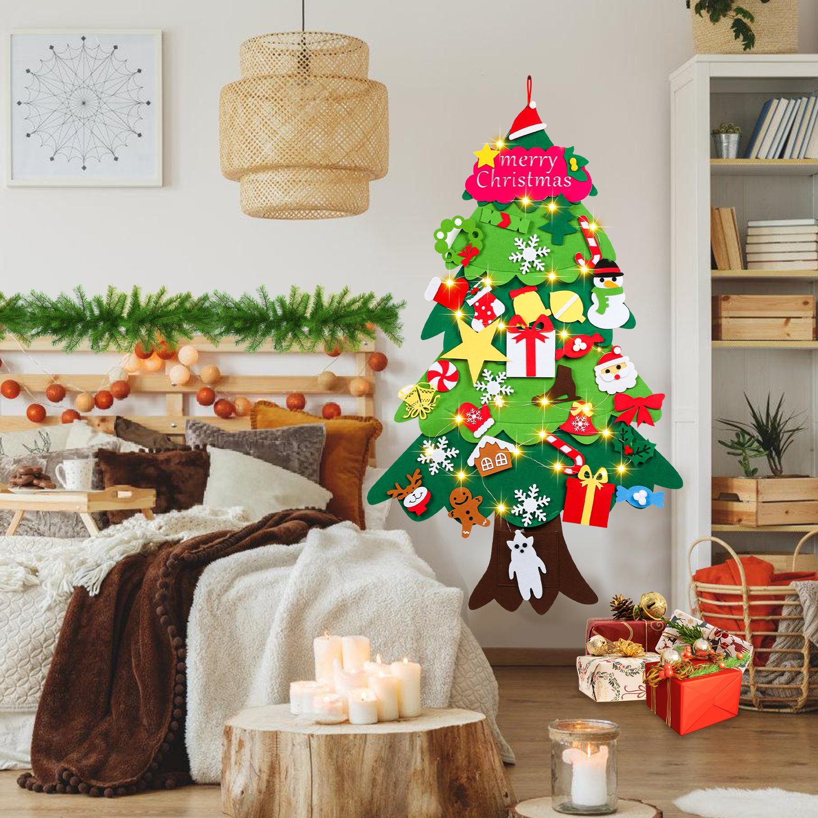 Lospitch 5m Weihnachtsbaum Lichterkette Künstlicher Filz mit Weihnachtsbaum DIY Künstlicher Weihnachtsbaum