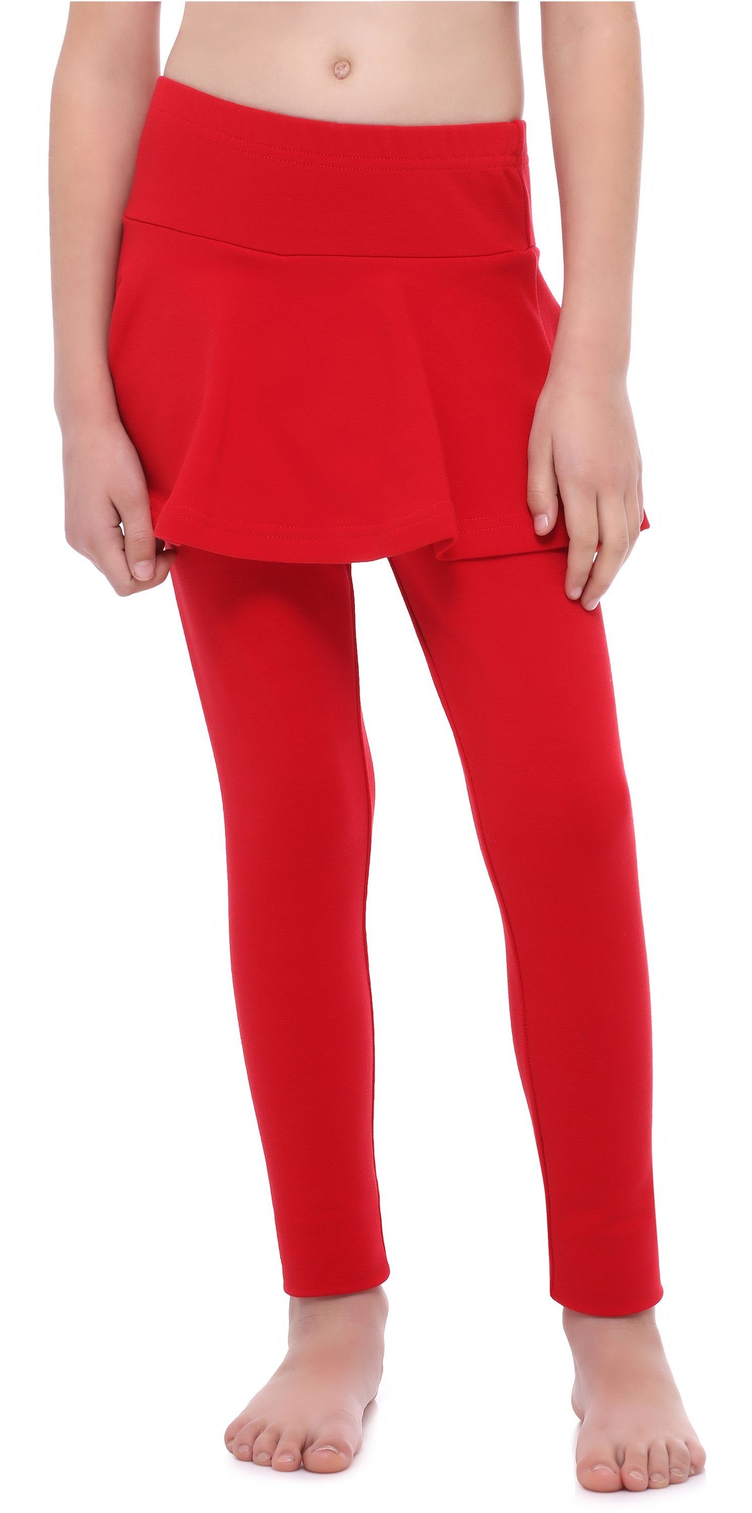 Merry Style Leggings Mädchen Lange Leggings aus Baumwolle mit Rock MS10-254 (1-tlg) elastischer Bund Rot