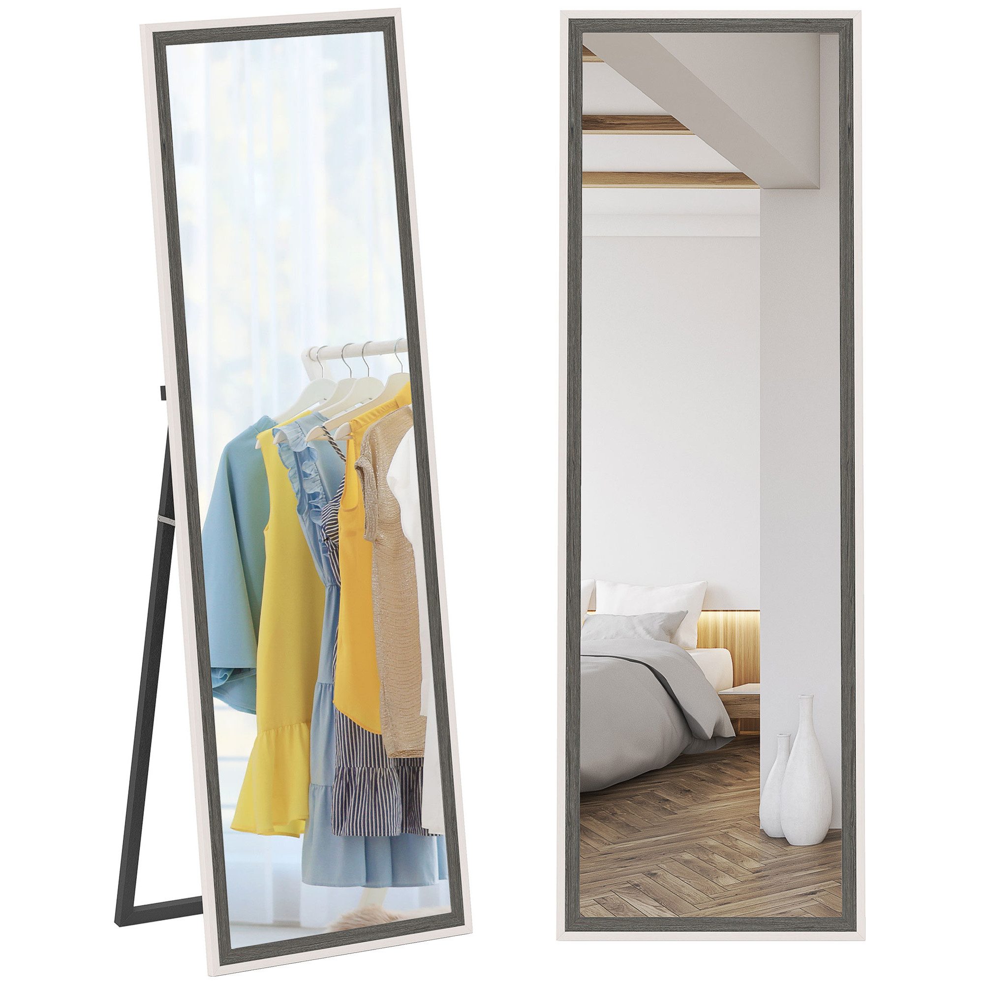 HOMCOM Standspiegel mit Zweifarben-Design (Ganzkörperspiegel, 1-St., günstig online kaufen