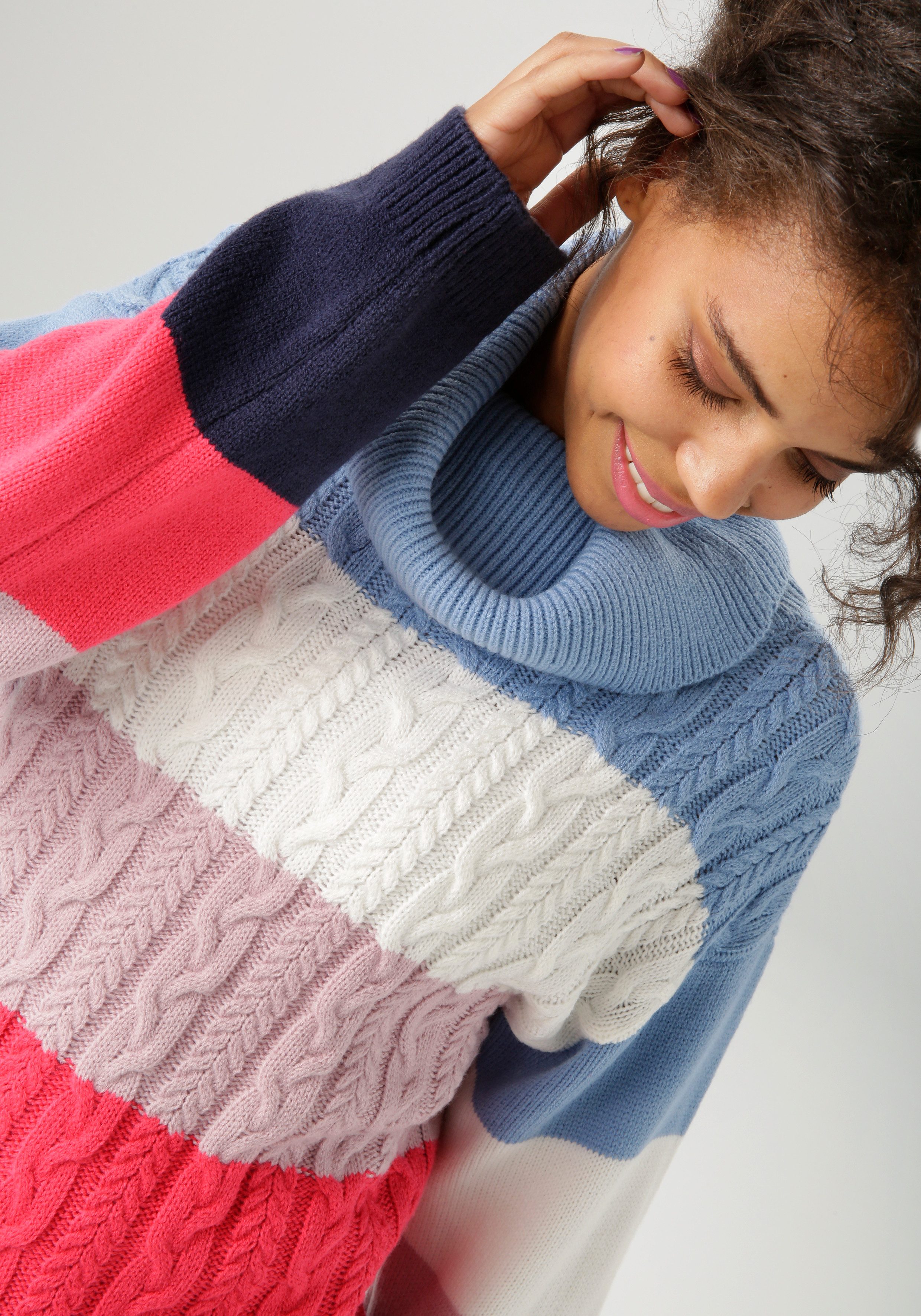 Aniston CASUAL Strickpullover in farbenfroher oder gedeckteren Farbkombination