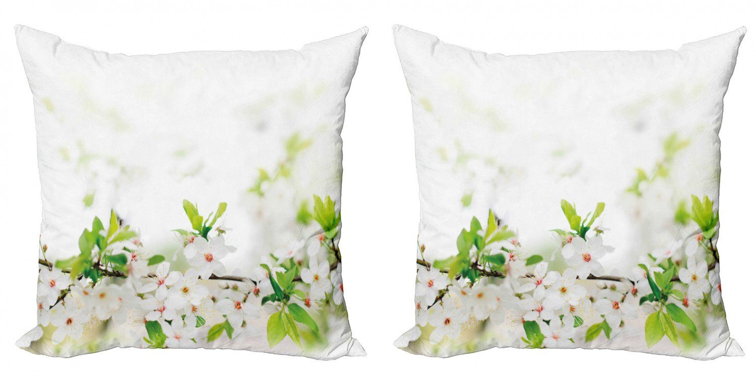 Digitaldruck, Blume Stück), Modern Accent Doppelseitiger Abakuhaus Kissenbezüge Frühlings-Blüten Weiß (2