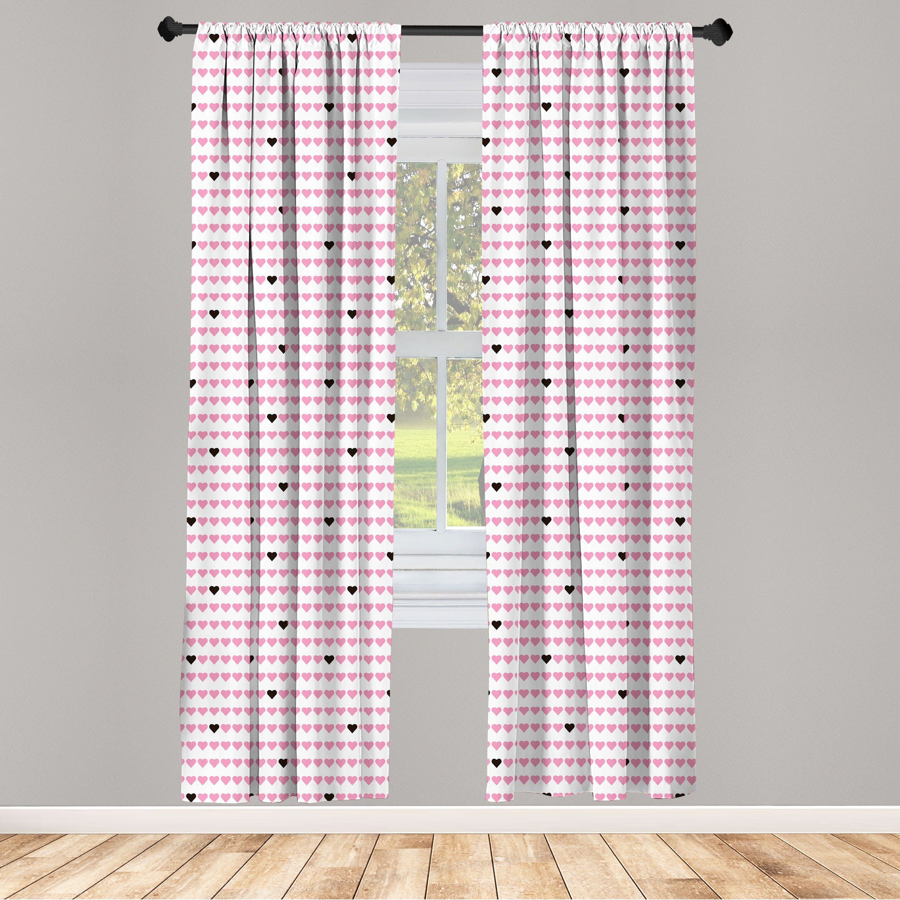 Gardine Vorhang für Wohnzimmer Schlafzimmer Dekor, Abakuhaus, Microfaser, Vintage Valentine Symmetrie