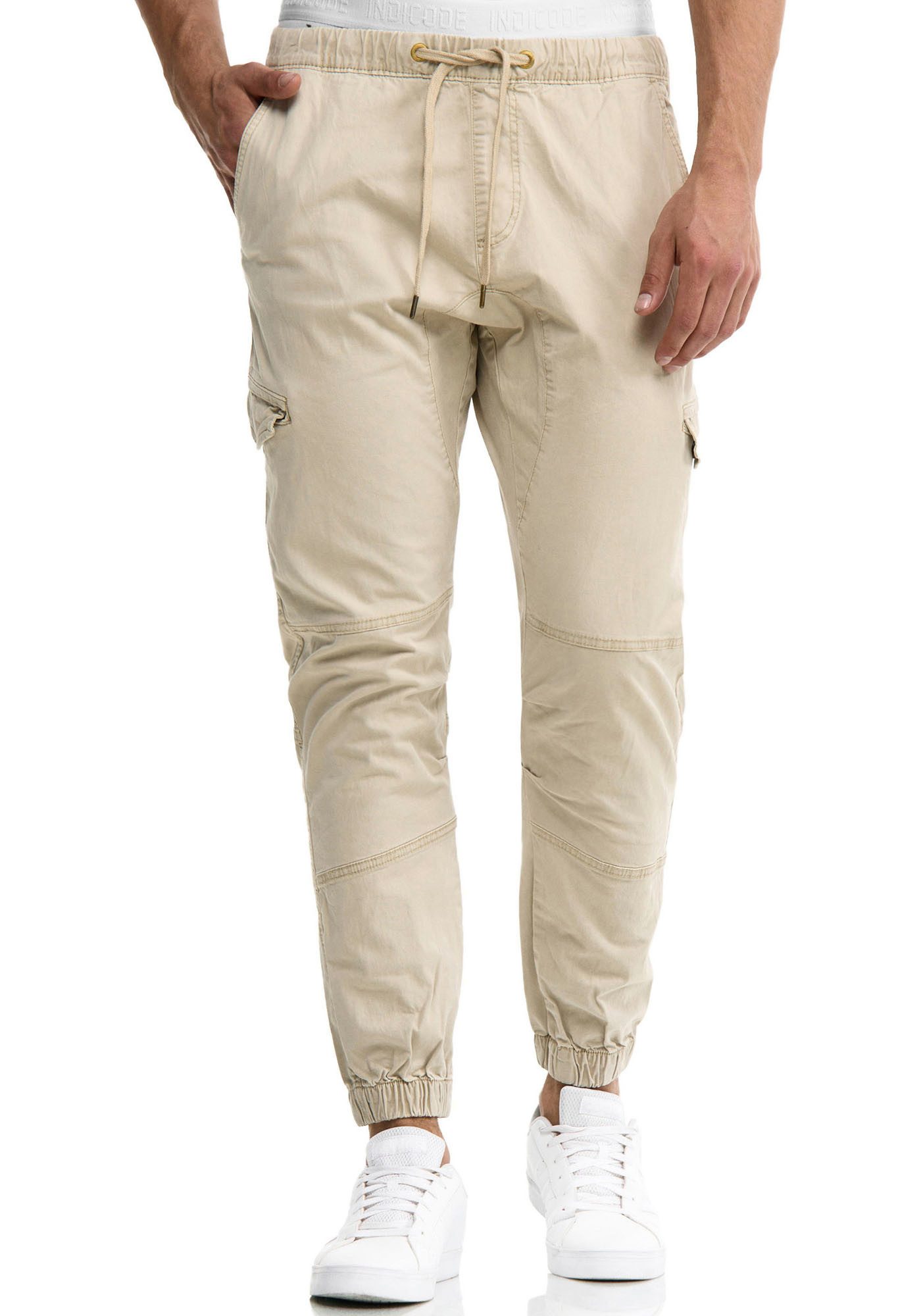 Indicode Cargohose INLevi mit seitlichen Cargotaschen und elastischen Bündc günstig online kaufen