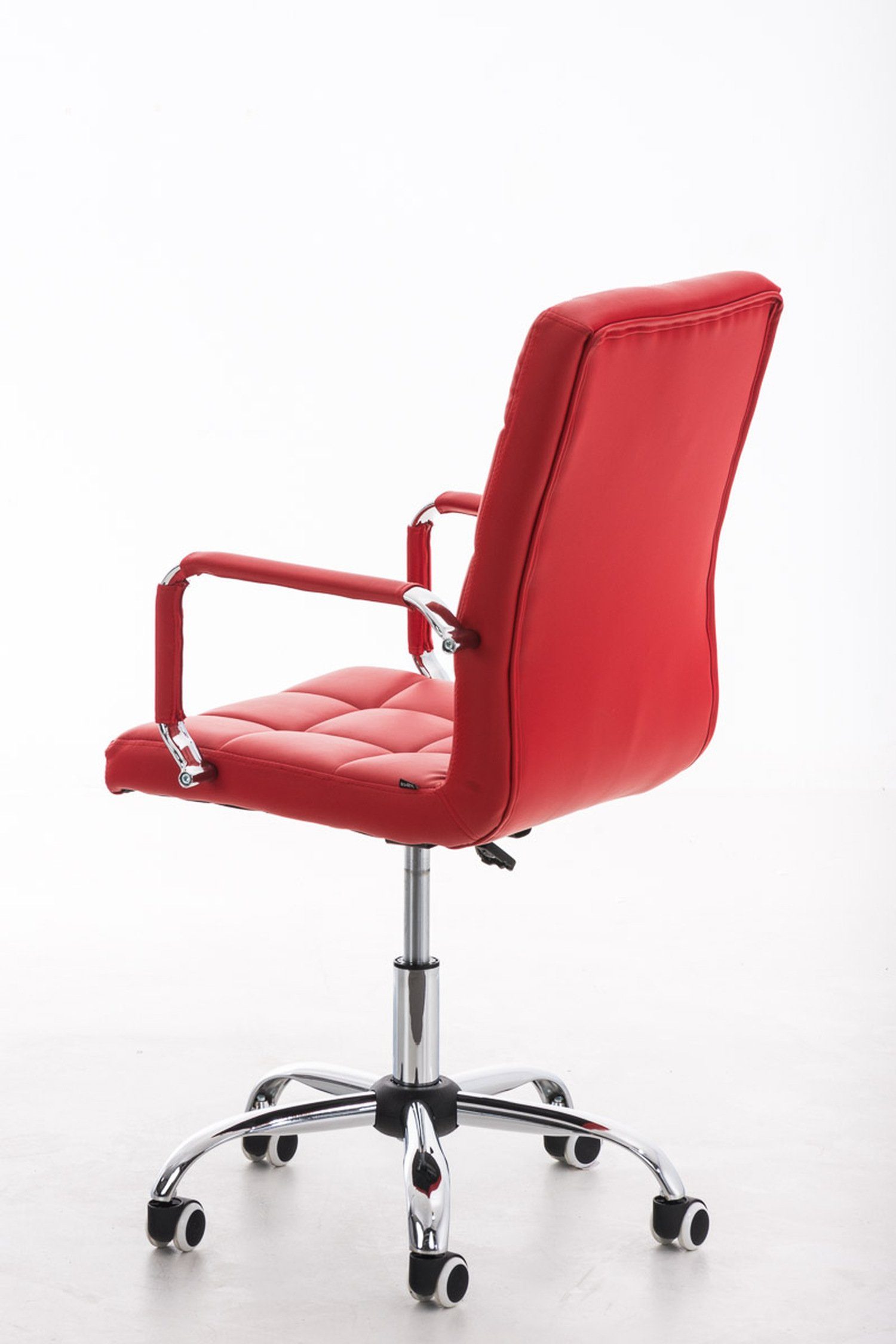 TPFLiving Bürostuhl Deal (Schreibtischstuhl, Metall Konferenzstuhl, - mit Gestell: chrom Chefsessel), Drehstuhl, V2 Rückenlehne rot bequemer Kunstleder Sitzfläche