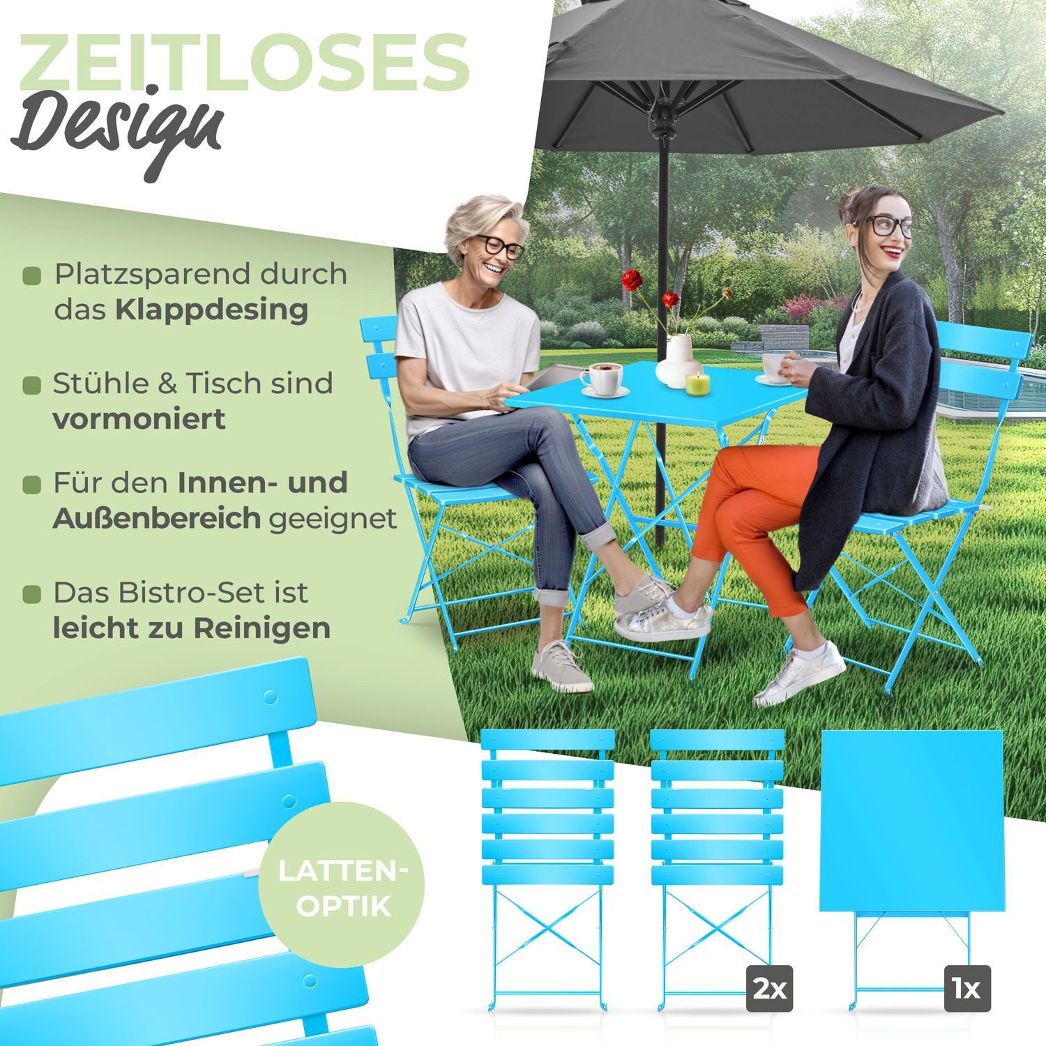 KESSER Bistrotisch 3-teiliges Bistroset Outdoor Sitzgruppe (1x Balkontisch günstig online kaufen