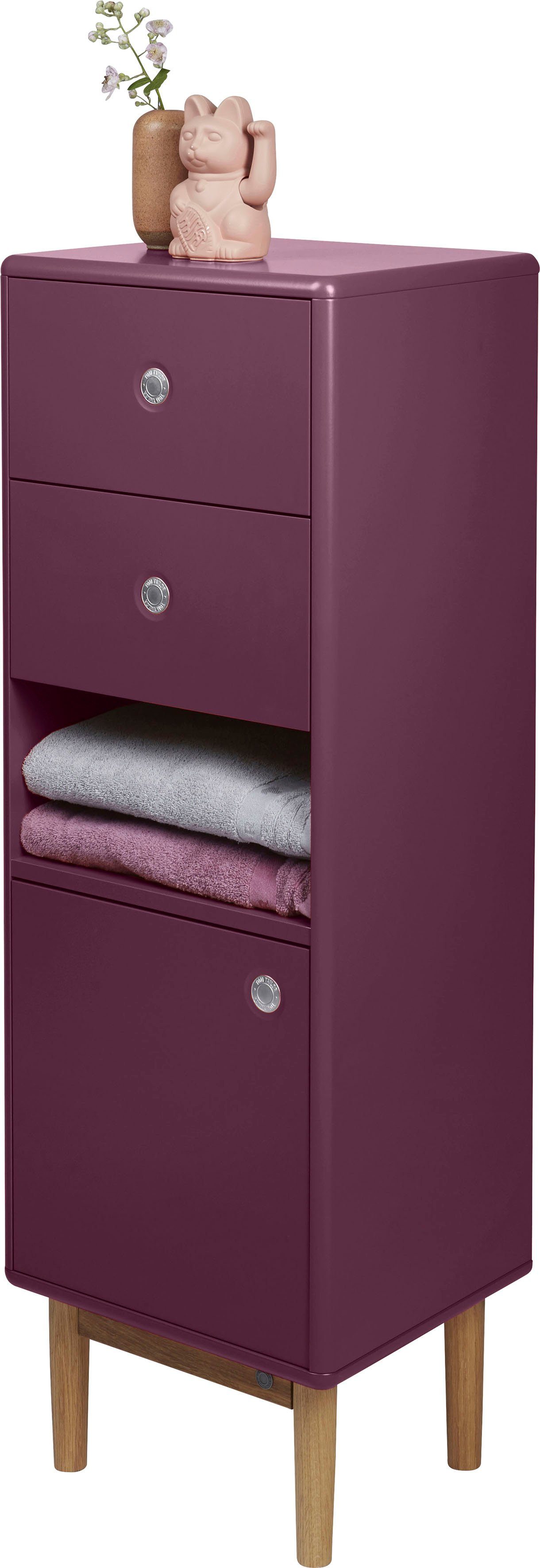 TOM TAILOR HOME Unterschrank Schubladen, Füße plum Breite Eiche, & BATH 40 2 Push-to-Open, mit Tür 1 mit cm COLOR