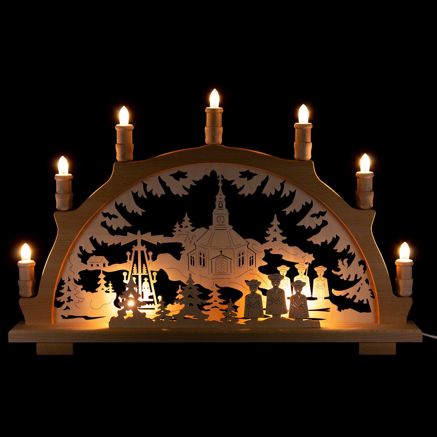 Lenk und Sohn Schwibbogen Schwibbogen Seiffener Kirche (57x38cm) von Kunstgewerbe Lenk & Sohn