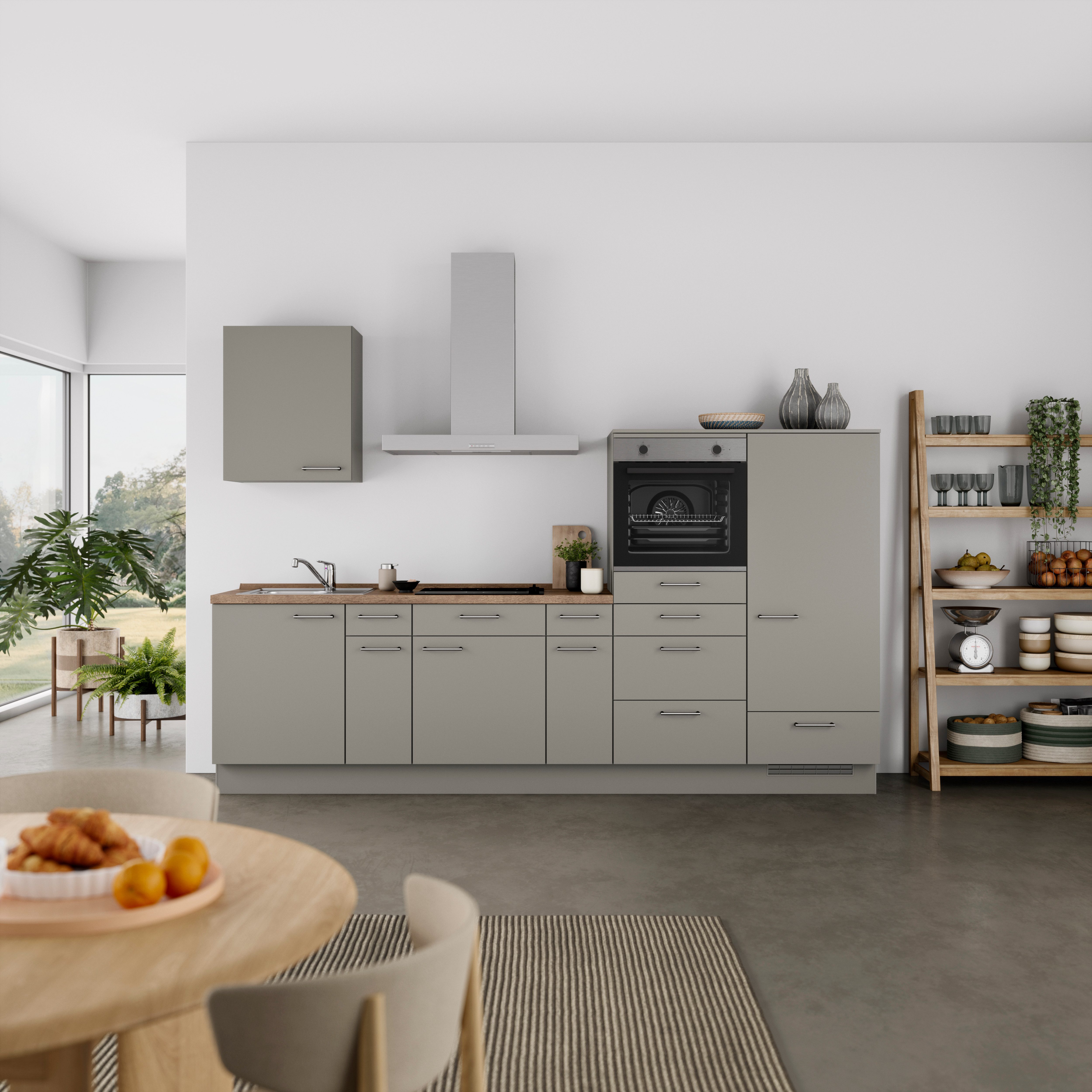 nobilia® Küchenzeile "Laser I", NEU: individuell anpassbar mit gratis Profi-Beratung, vormontiert, 300 cm breit, optional mit verschiedenen E‑Geräte-Sets