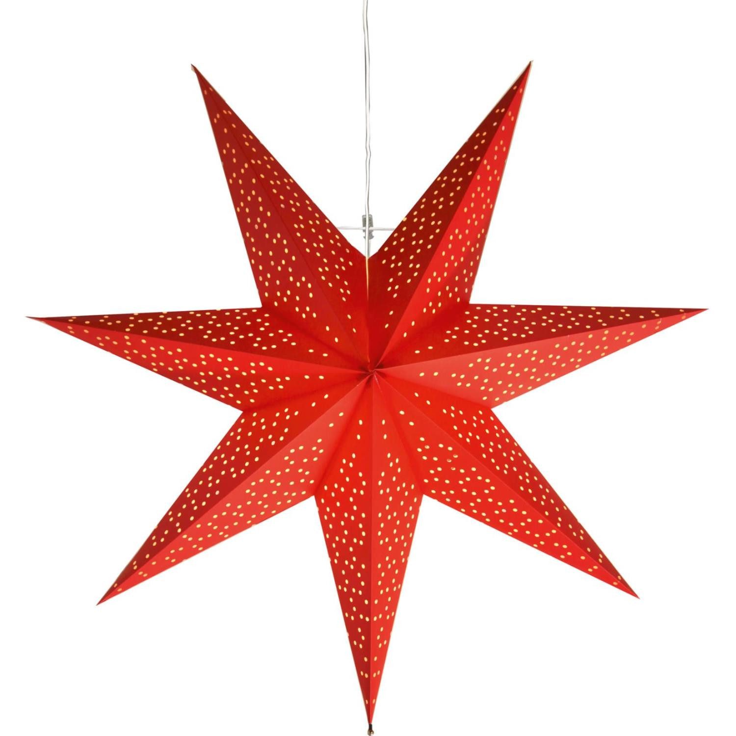 STAR TRADING LED Stern Papierstern Leuchtstern Faltstern 7-zackig hängend 54cm mit Kabel rot