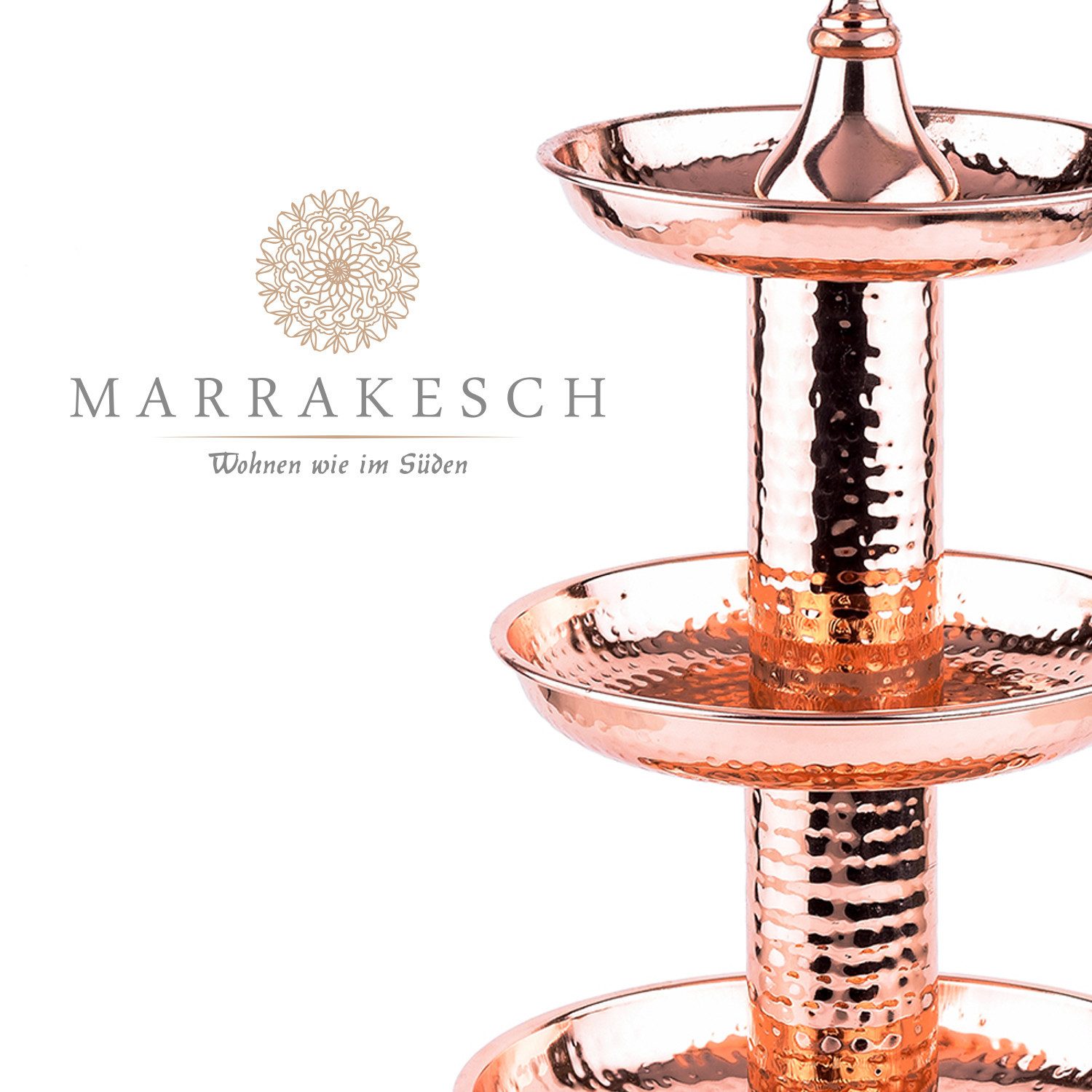 Marrakesch Orient & Mediterran Interior Etagere 3 Etagen Edelstahl Etagere Muffin Ständer Deko Rose Gold Rosal 40cm, Edelstahl, (1-tlg), Handarbeit