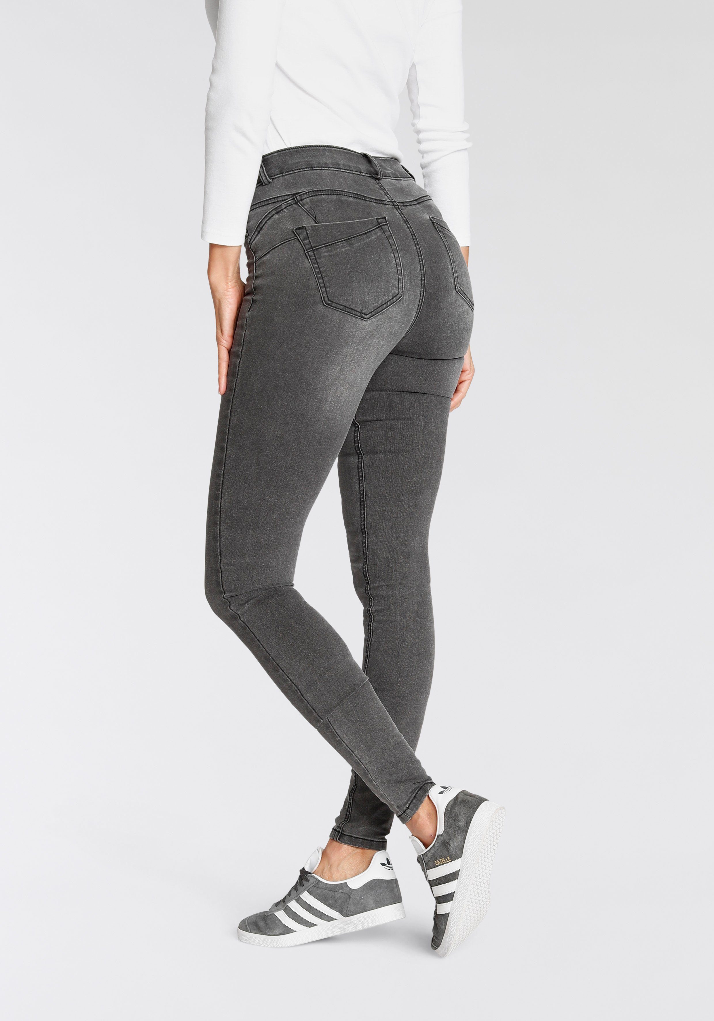 Arizona Skinny-fit-Jeans Ultra Stretch High Waist mit Shapingnähten grey-used