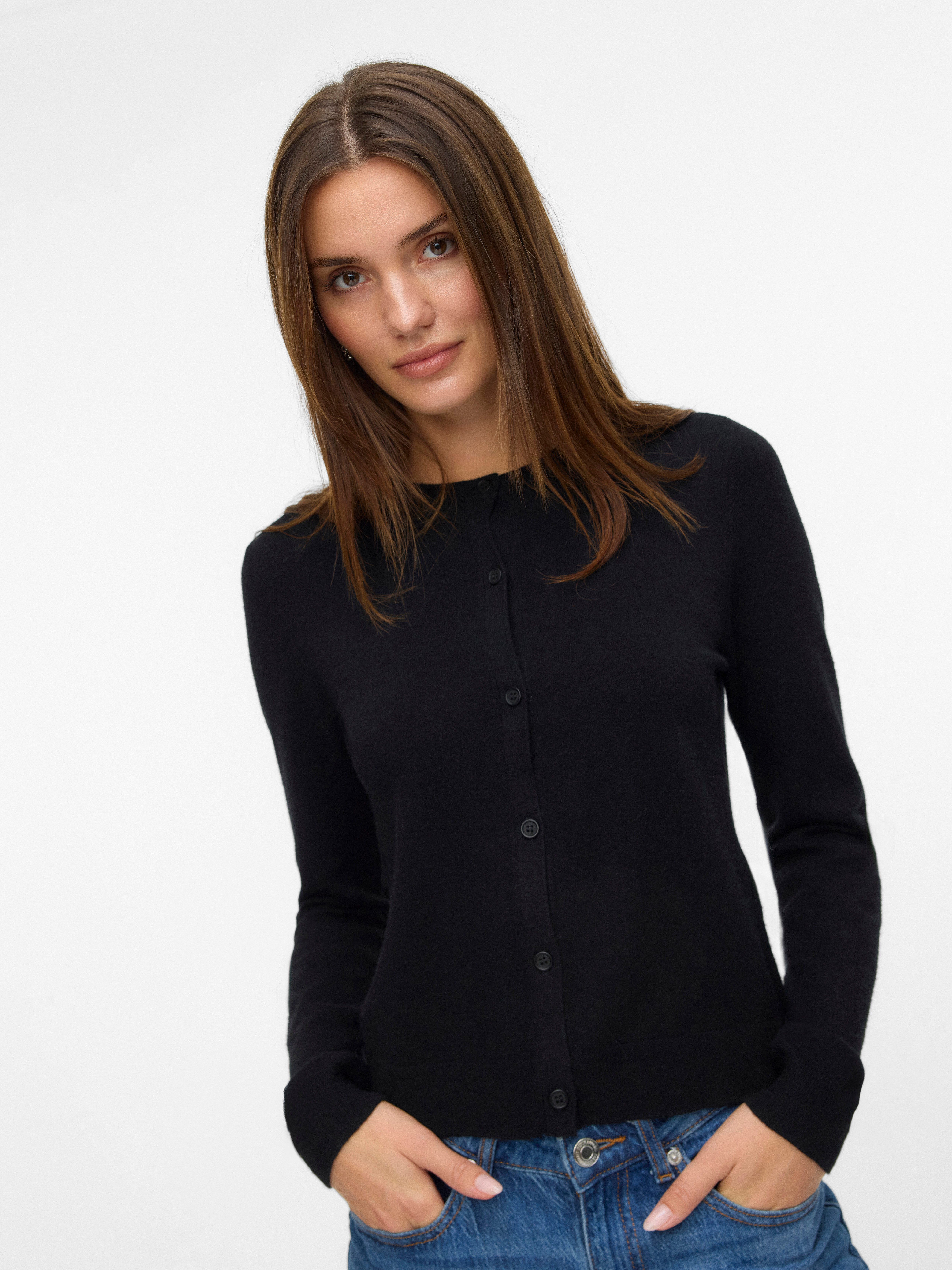 Vero Moda Strickjacke VMVICKY LS O-NECK BUTTON CARDIGAN NOOS günstig online kaufen