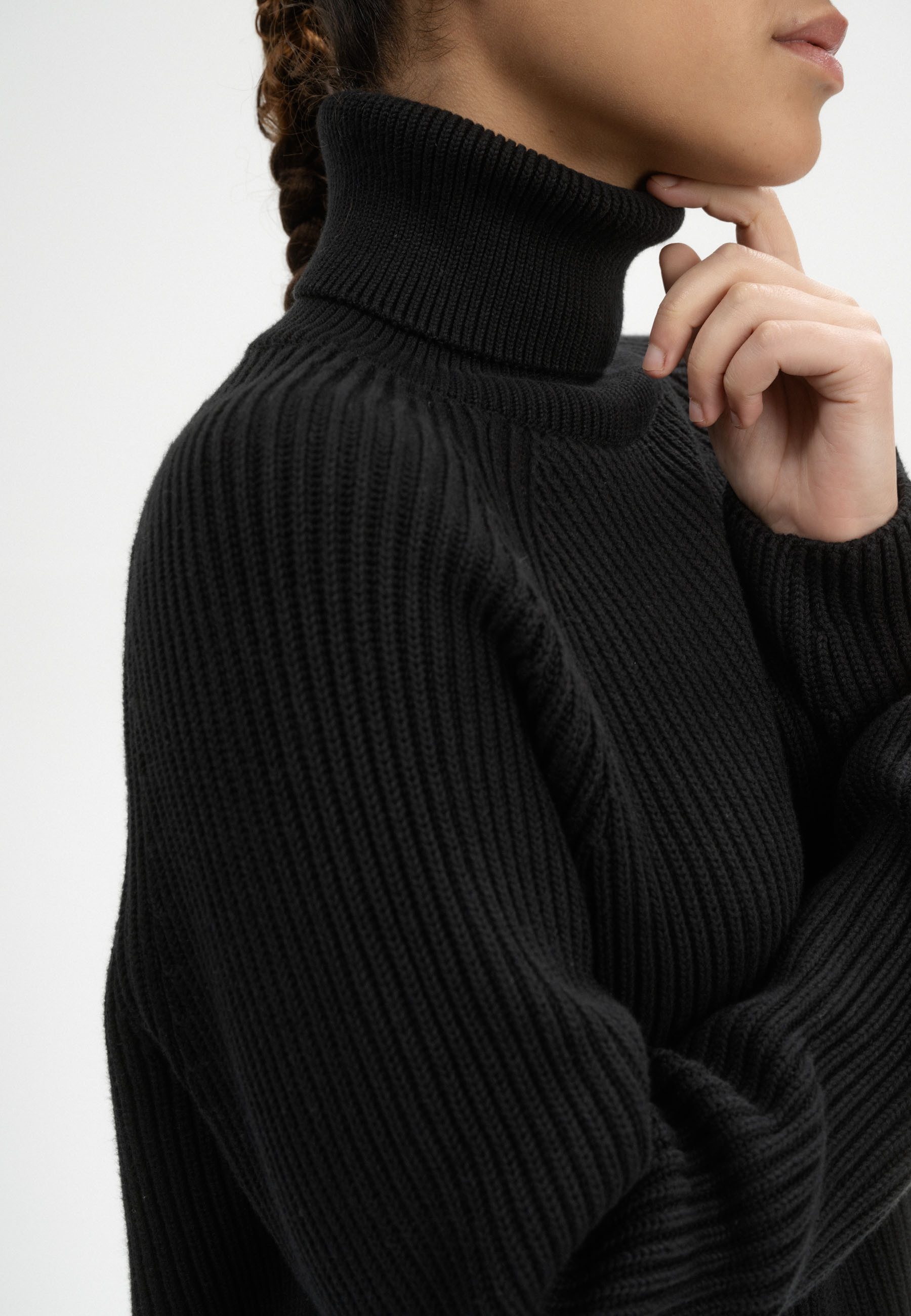 MELA Strickpullover Rippstrick Rollkragenpullover Style CHIRHA Raglanärmel