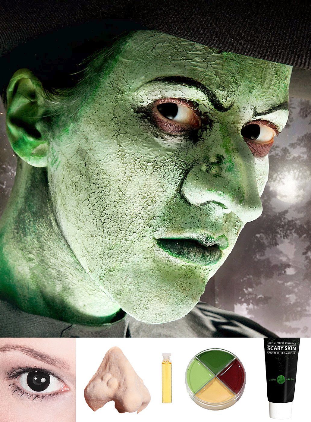 Maskworld Театральный грим Make-up Set Hexe, Halloween Schminkset mit perfekt abgestimmten Komponenten
