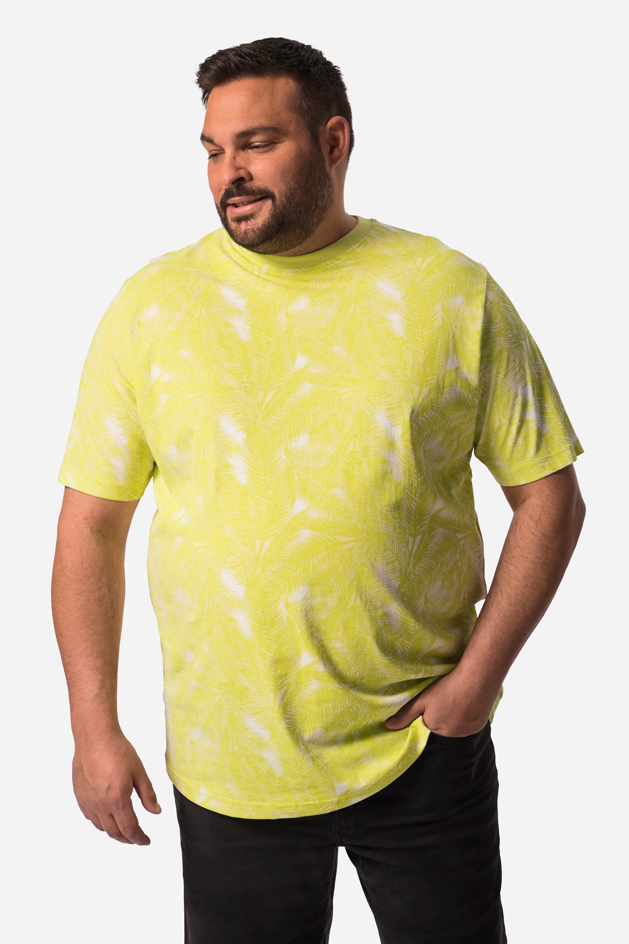 Men Plus T-Shirt T-Shirt Halbarm Blätter-Druck