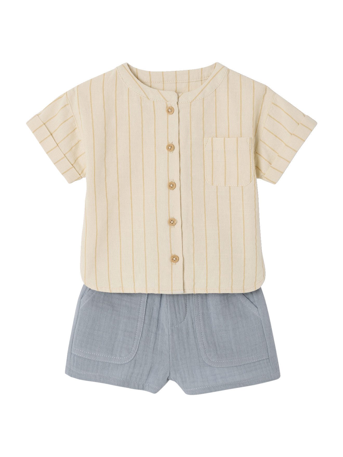 Shorts Baby-Set: Hemd in Leinenoptik & Shorts