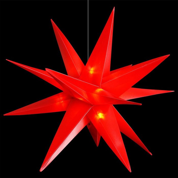 Mojawo Lichtervorhang LED Weihnachtsstern Rot Ø 25cm Fensterstern Faltstern Innen und Aussen