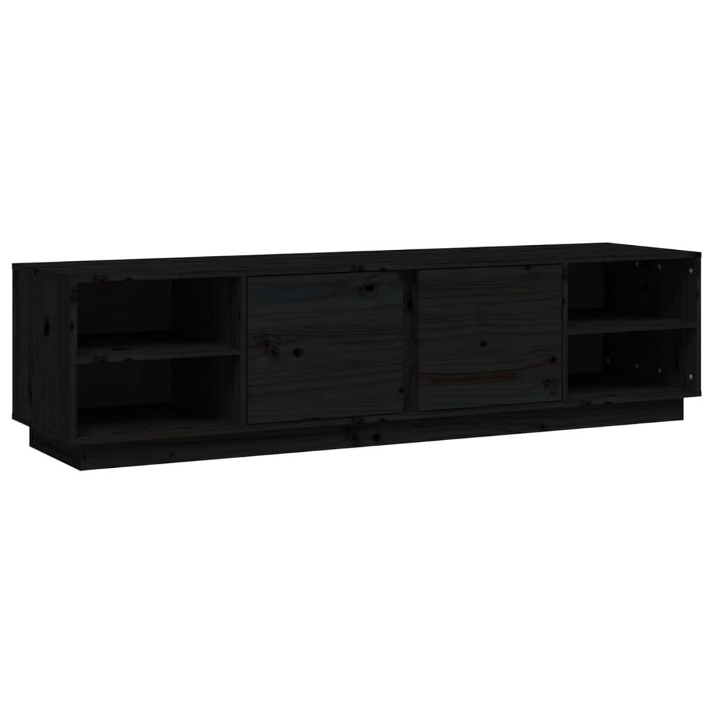 Massivholz TV-Schrank Kiefer Schwarz furnicato cm 156x40x40