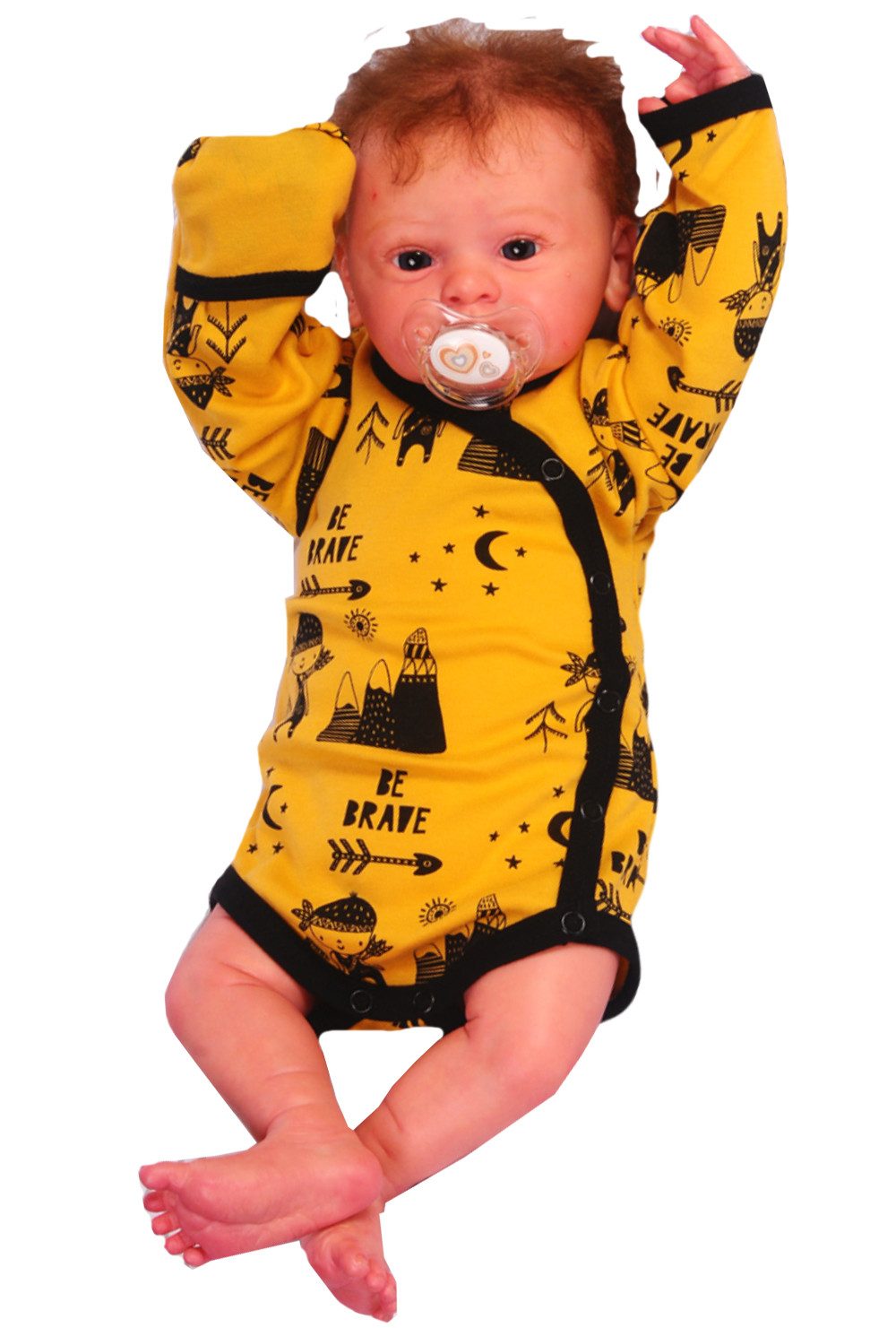 La Bortini Wickelbody Body langarm Langarmbody mit Kratzschutz für Neugeborene in Gelb