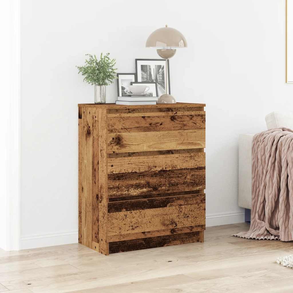 vidaXL Kommode NA Kommode Schubladenschrank Sideboard Altholz-Optik 60x35x76 cm Holzw