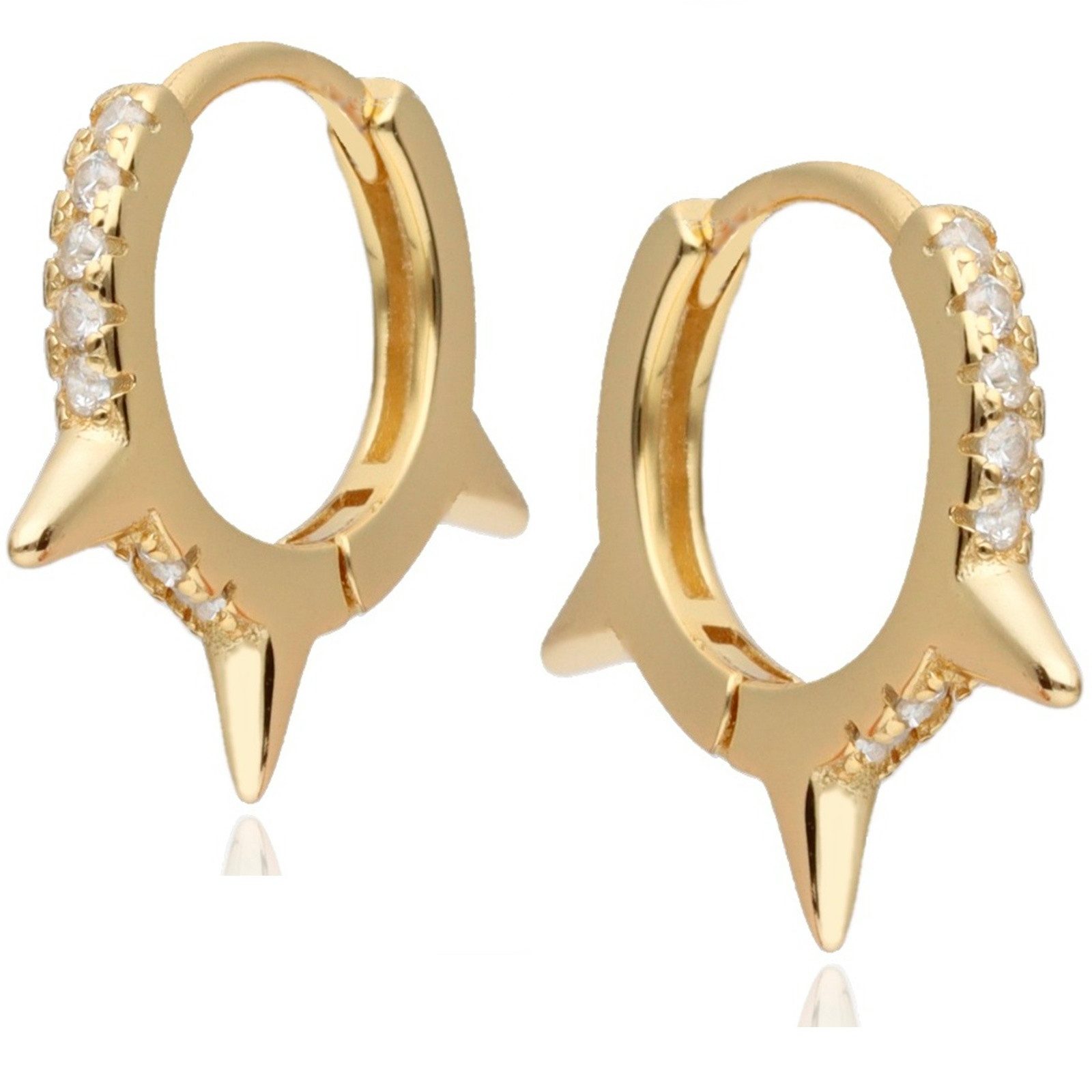 Goldene Hufeisen Paar Creolen Spike Creolen Gold 925 18k vergoldet - Damen Herren Stacheln Ohrringe, 925 Sterling Silber Goldschmuck für Damen und Herren