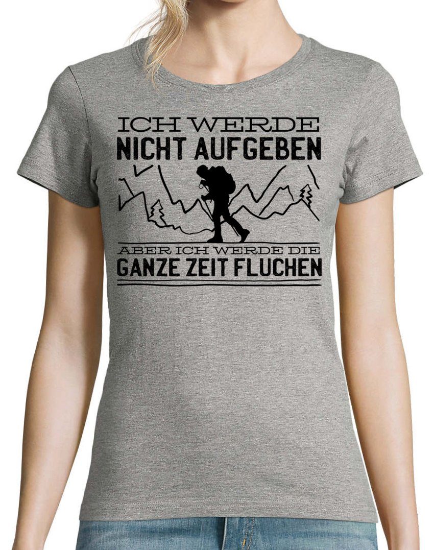 Youth Designz T-Shirt Nicht Aufgeben Damen T-Shirt mit Wandern Grau trendigem Frontprint