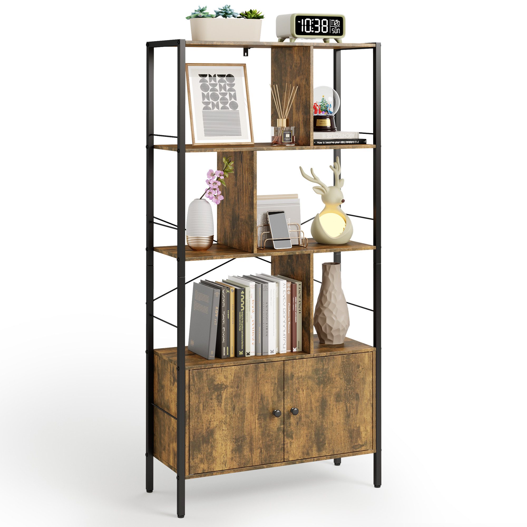 Bealife Bücherregal Bücherschrank mit 4 offenen Regalebenen, 4 x 30 x 153 cm