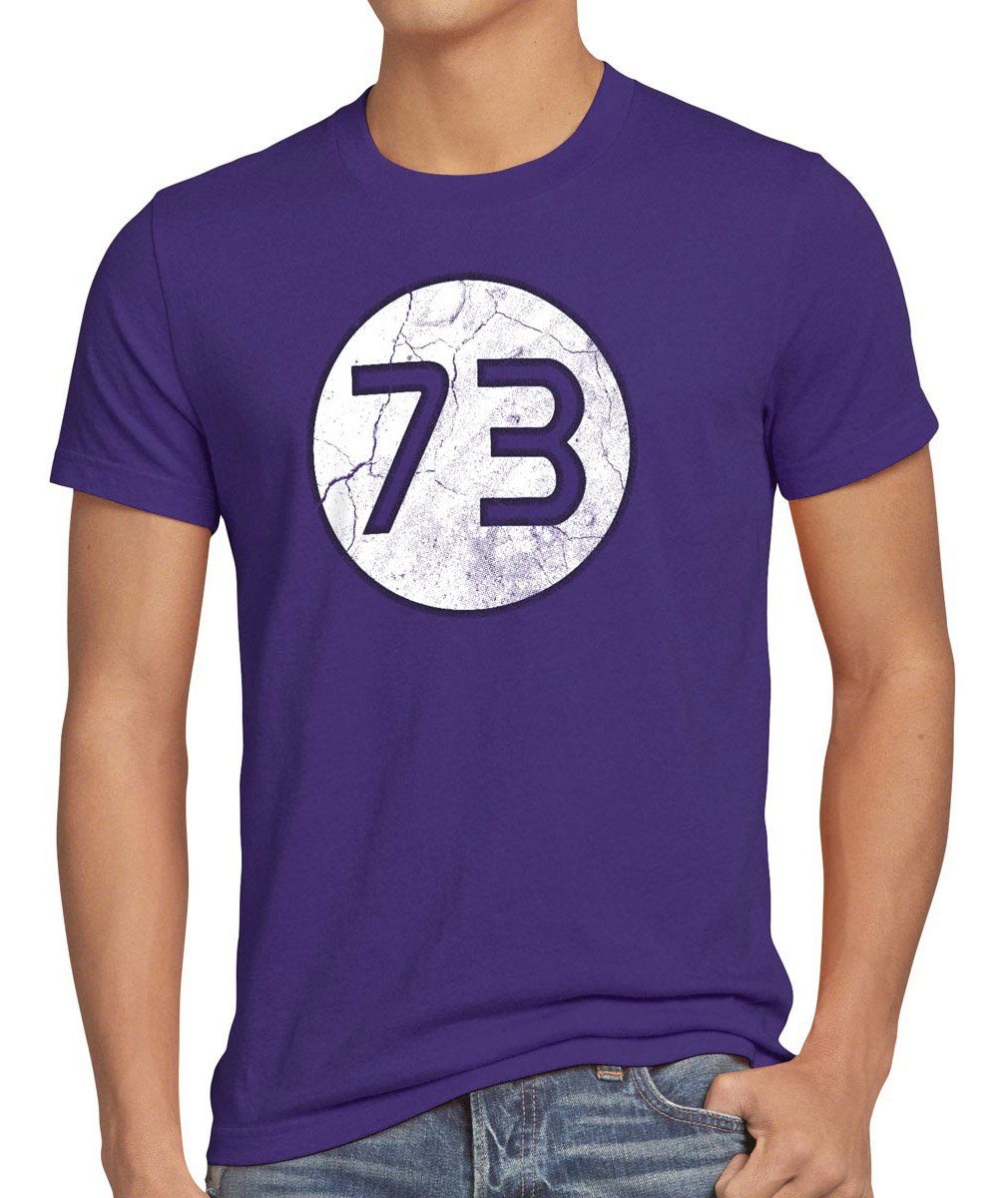 style3 Print-Shirt leonard cooper Herren Lieblingszahl 73 bang Sheldon tbbt T-Shirt lila big theory zahl