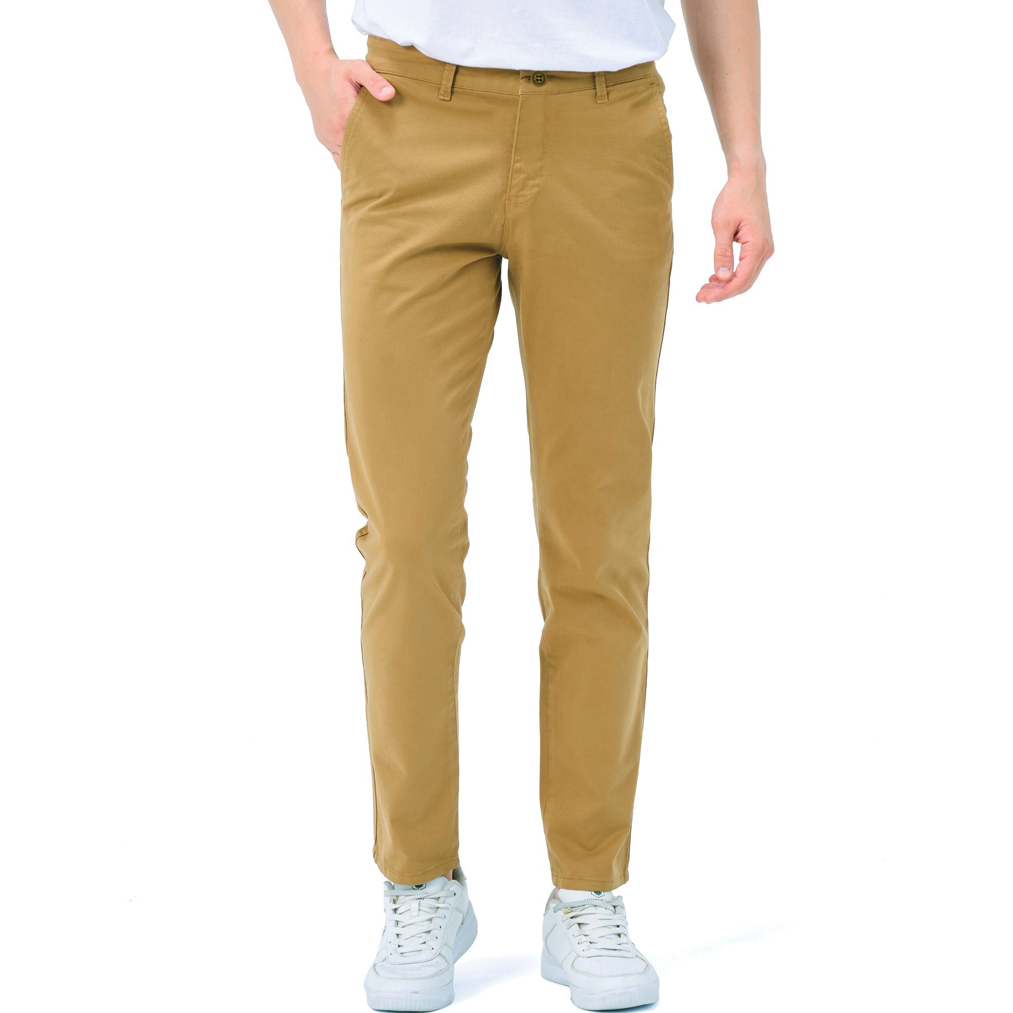 COTTON, 5-Pocket-Style, Bio-Baumwolle Slim Herren Camel Chinohose ORGANIC Chinohose Fit D'MARO 308