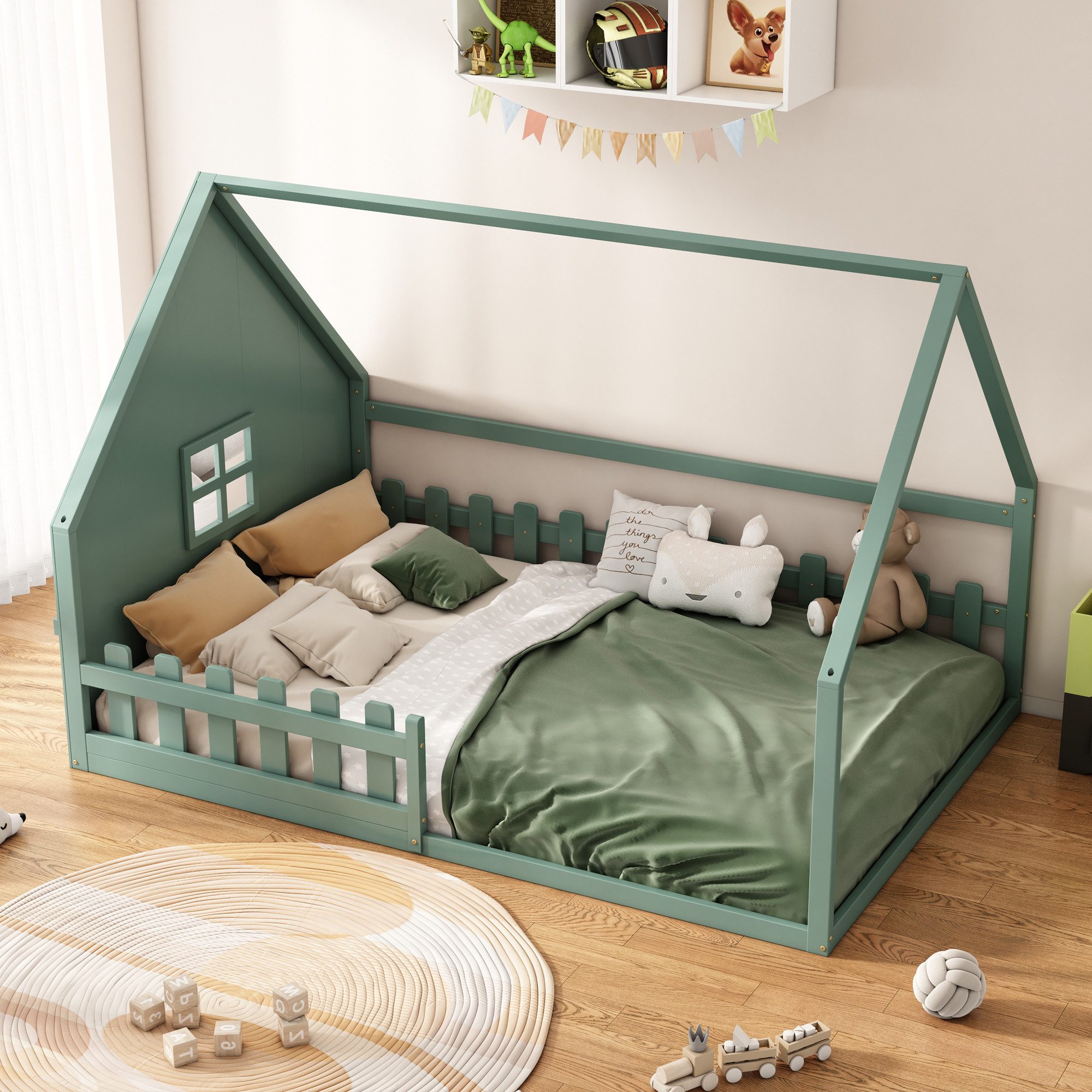 HAUSS SPOLE Kinderbett 140x200cm mit Zäune günstig online kaufen