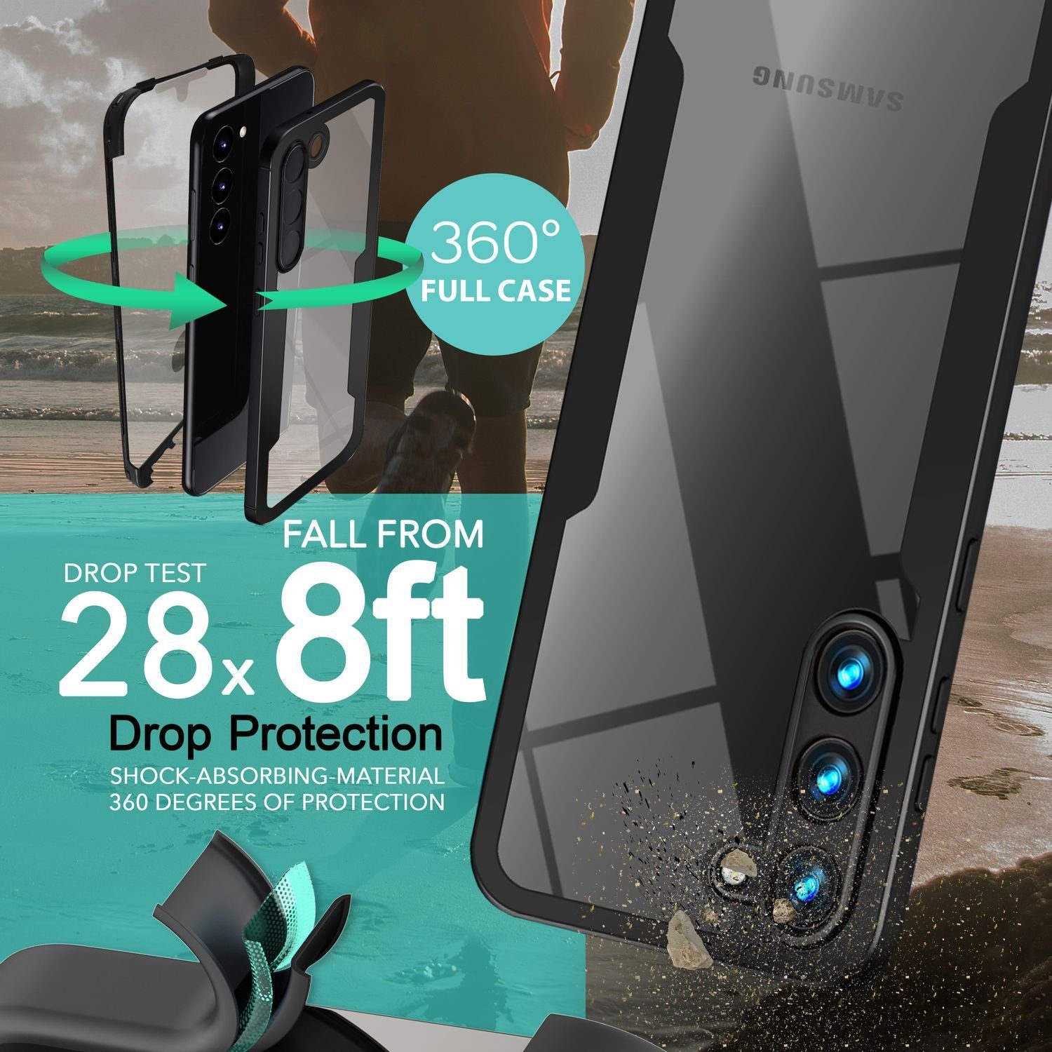 Nalia Smartphone-Hülle Samsung Galaxy S23 Plus 16,8 cm (6,6 Zoll), Klare 360 Grad Hülle / Rundumschutz / Hybrid Case / Schutzrahmen Matt