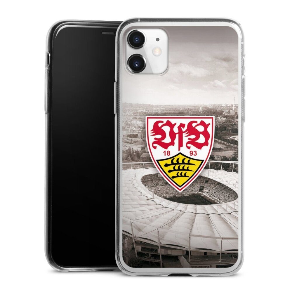 DeinDesign Handyhülle VfB Stuttgart Offizielles Lizenzprodukt Stadion VfB Stadion Grau, Apple iPhone 11 Slim Case Silikon Hülle Ultra Dünn Schutzhülle