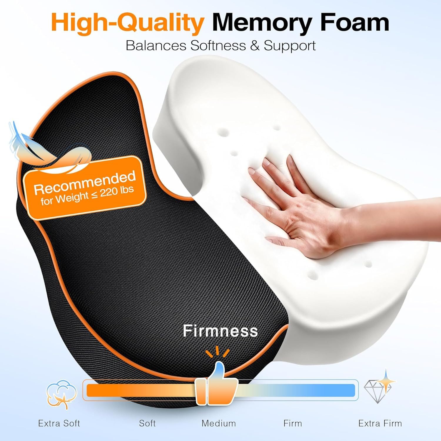 POPOLIC Sitzkissen Memory-Schaum Bürostuhl-Sitzkissen, U-förmiges Premium-Stützkissen, Stuhlauflage für Zuhause,Schreibtisch,Gaming-Stuhl,Büro und Autositz