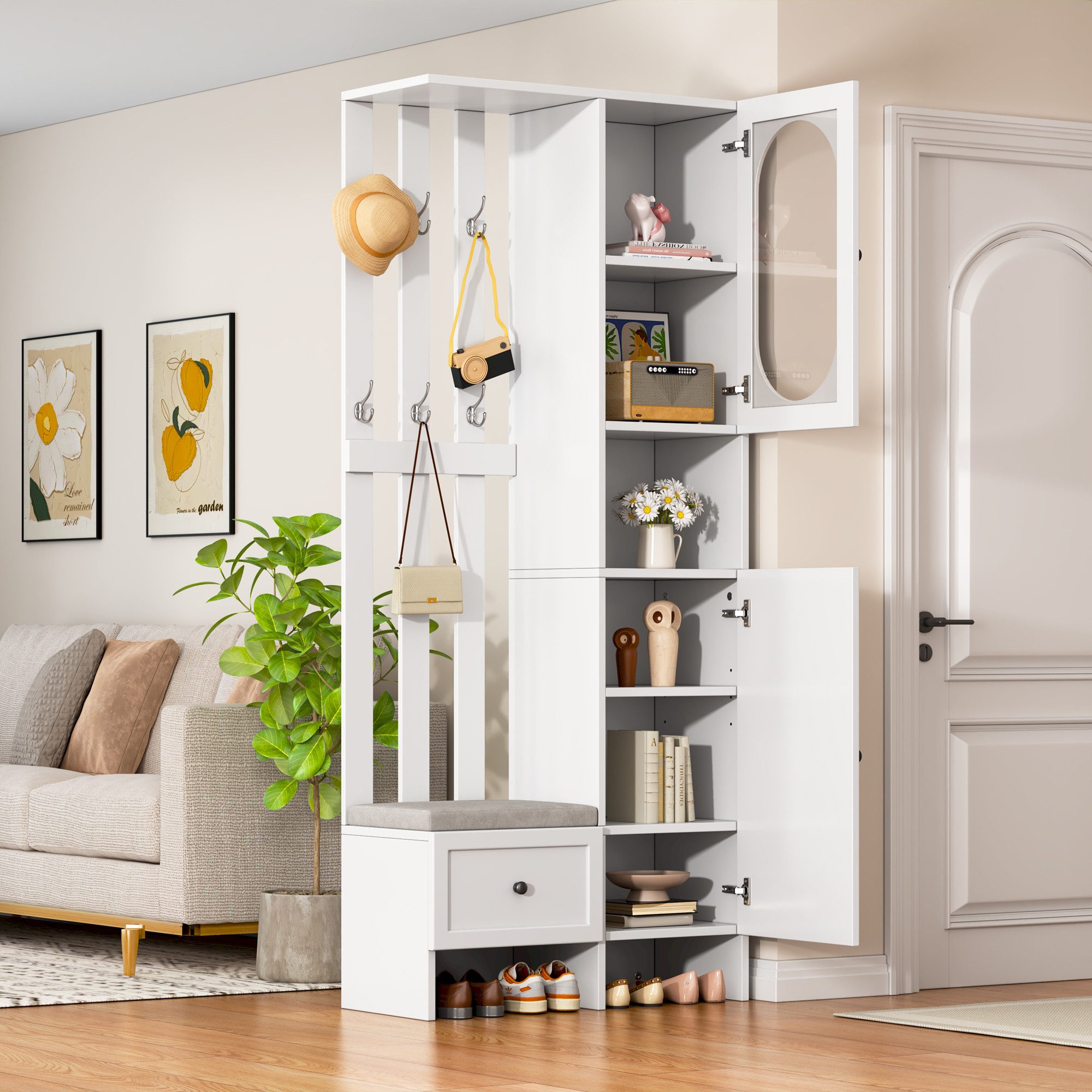 Merax Garderoben-Set Scandi weißer Flurschrank aus günstig online kaufen