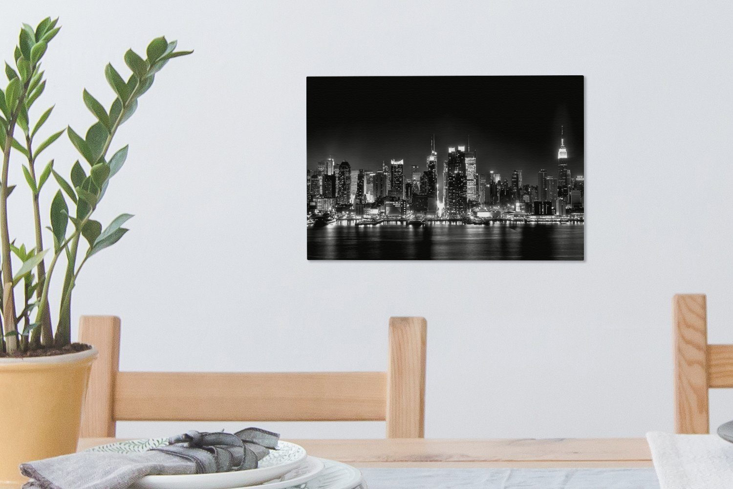 OneMillionCanvasses® Leinwandbild New (1 30x20 Leinwandbilder, und Wanddeko, Wandbild cm schwarz weiß, St), - Yorker Aufhängefertig, Skyline