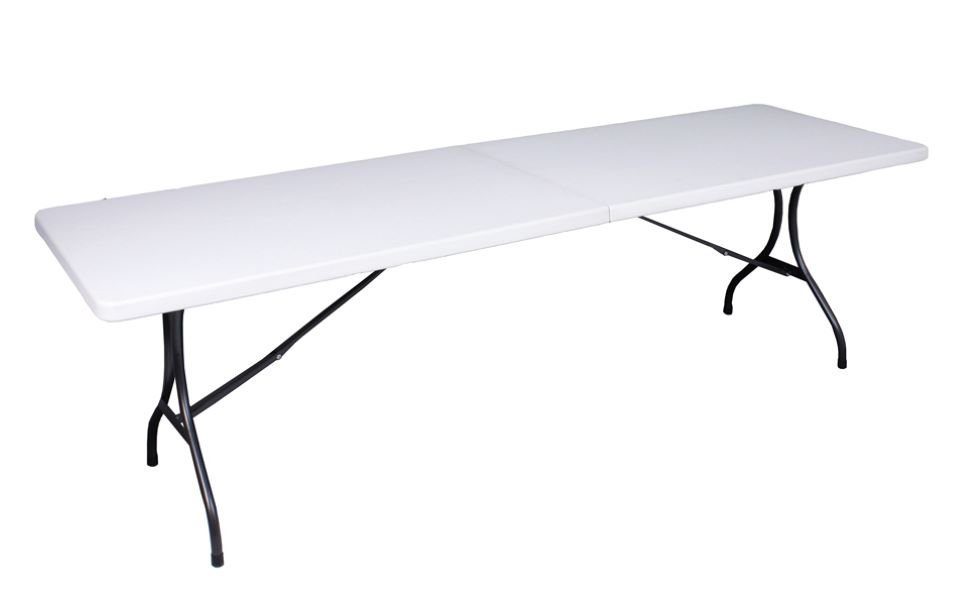 Gravidus Klapptisch Tisch Klapptisch Balkontisch Biertisch klappbar Kunststoff Weiß 244cm