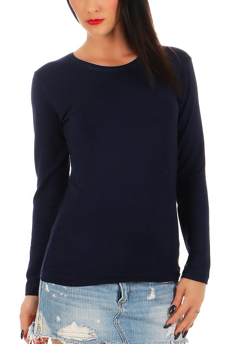 Mellice Rundhalsshirt Damen Langarm Shirt mit günstig online kaufen