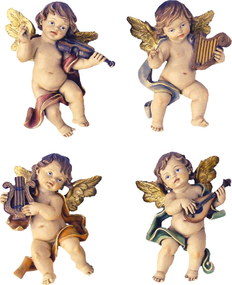 FADEDA Engelfigur 4x FADEDA Wandengel musizierend, Höhe in cm: 15