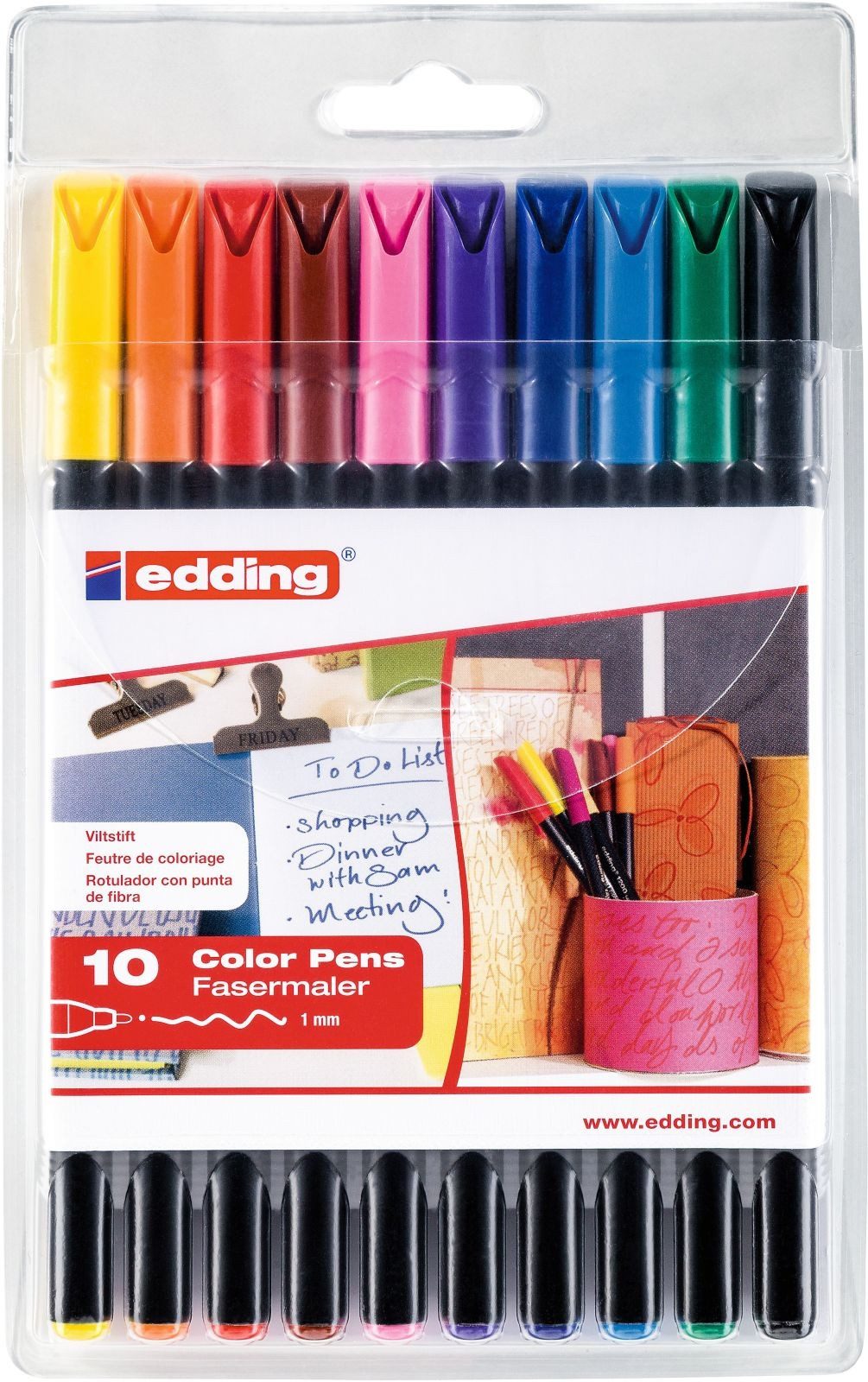 edding Filzstift Fasermaler edding 1200 colourpen 1mm VE=10 Farben