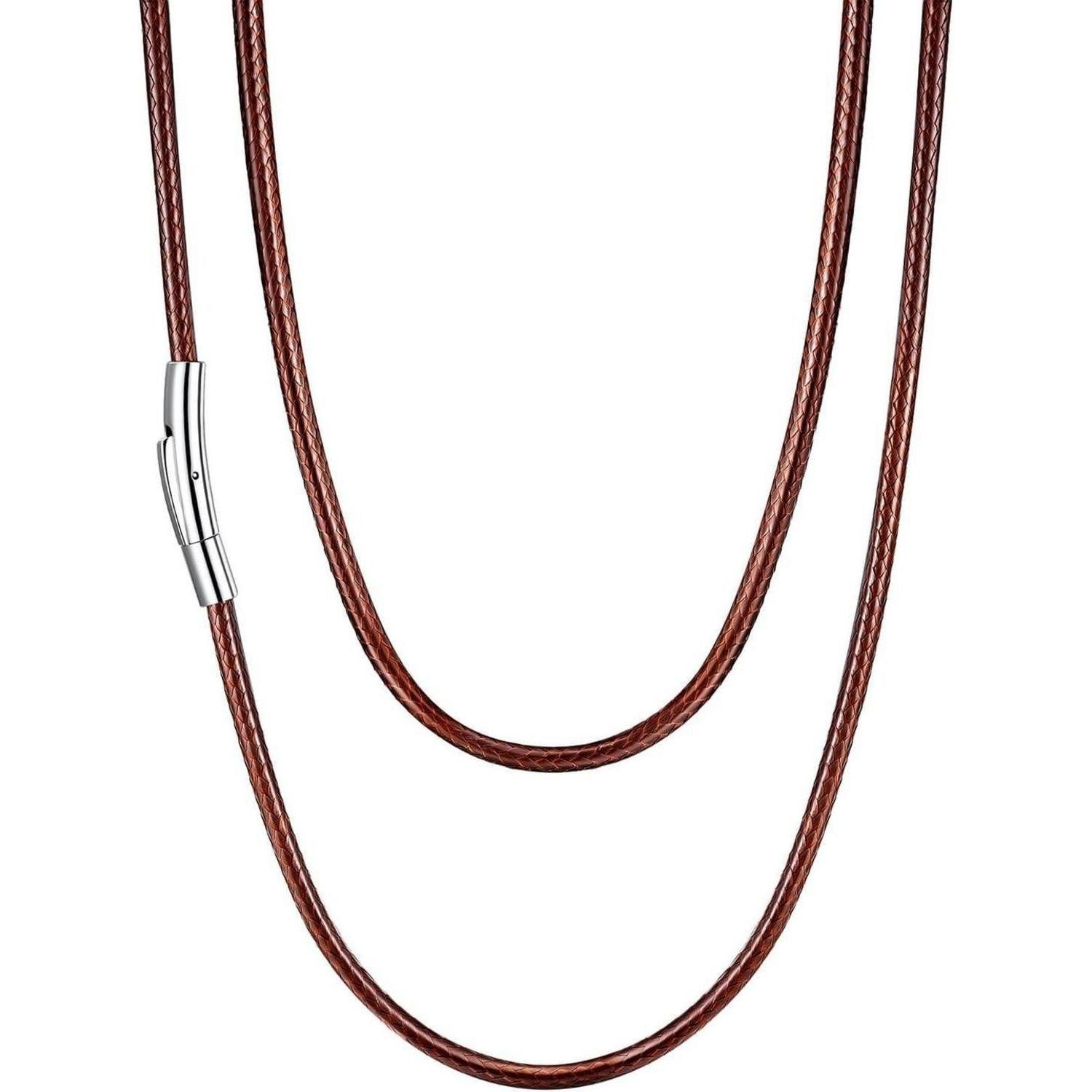 Lederband Kette Damen Herren Kunstleder 01 Braun(3mm) 71.0 Zentimeter