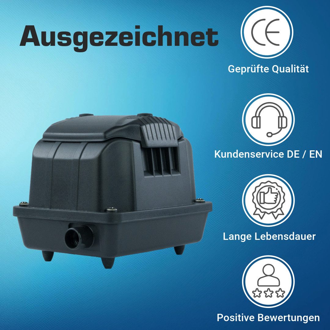 KERRY Teichbelüfter Aquarium- / Teichbelüfter, Membranpumpe, Sauerstoffversorgung, 600 L/H, 600 l/h, (8-St)