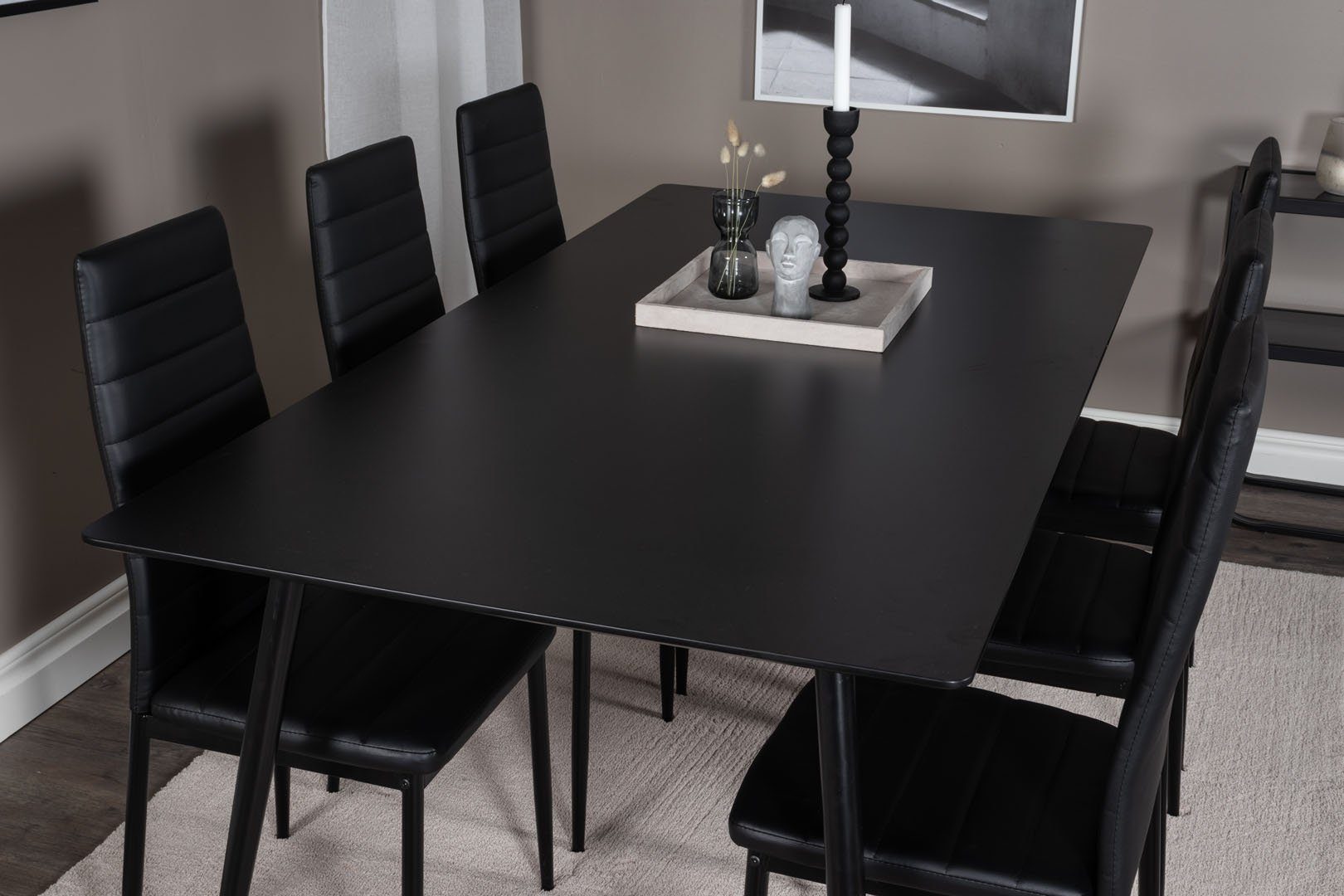 ebuy24 Essgruppe SilarBL180 Essgruppe schwarz Slim und 6 (7-tlg) H, Esstisch