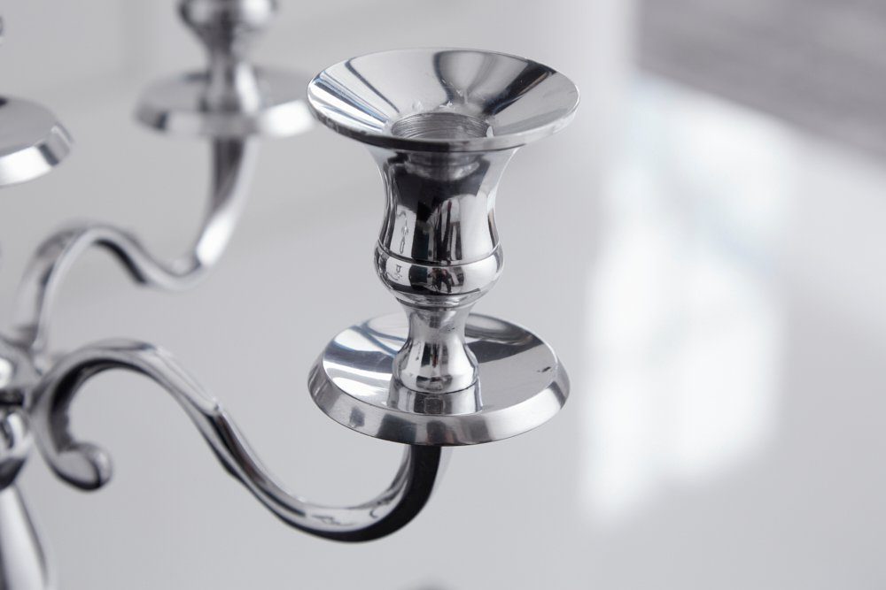 riess-ambiente Kerzenständer MODERN BAROCK 41cm silber, Metall · Kerzenhalter · Deko · Barock-Design – Bild 3 von 5