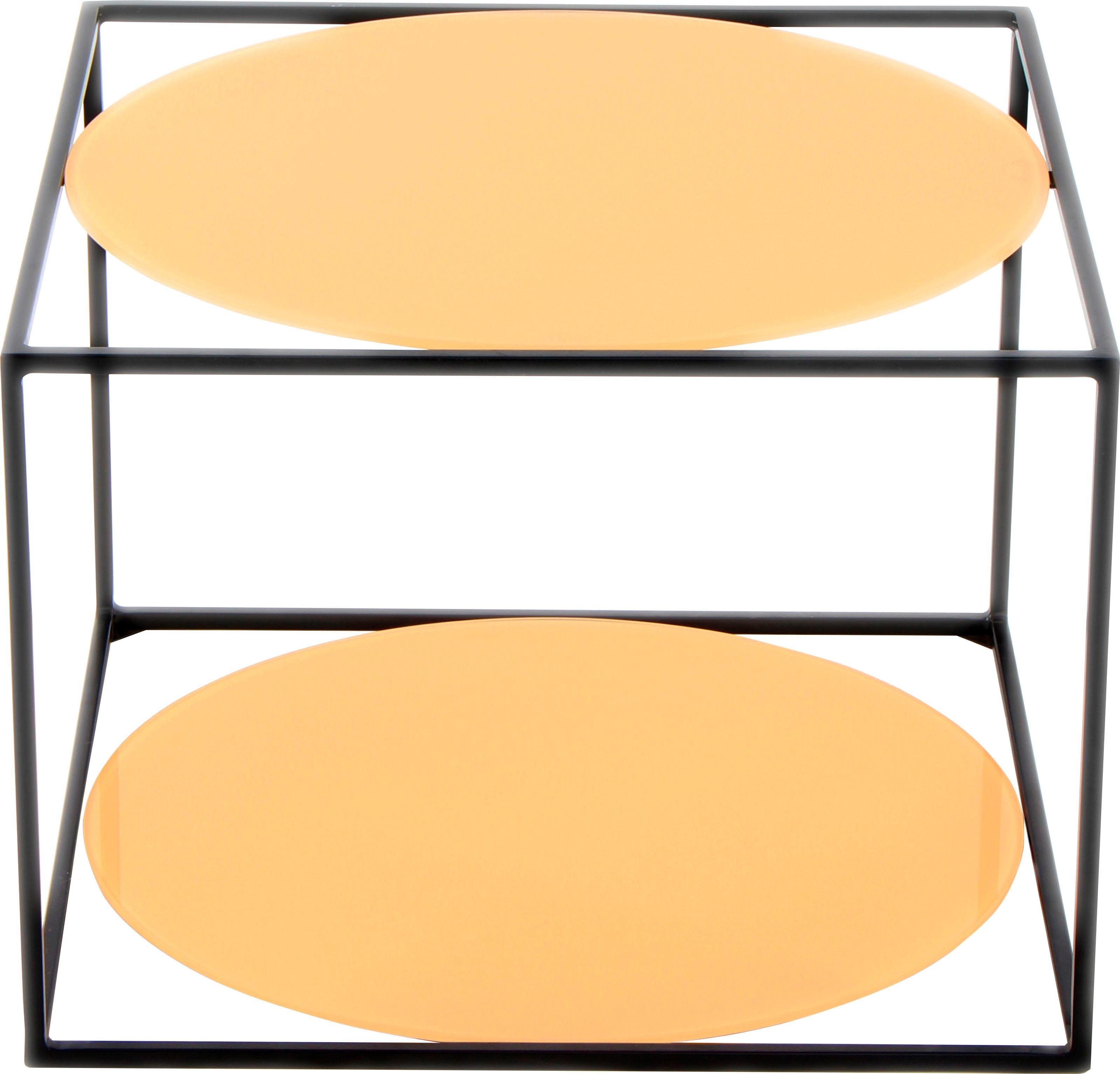 Kayoom Beistelltisch Cody, Beistelltisch in Würfelform, offenes, modernes Design (1-St), moderne Kubusform mit runden Ablageflächen aus Glas