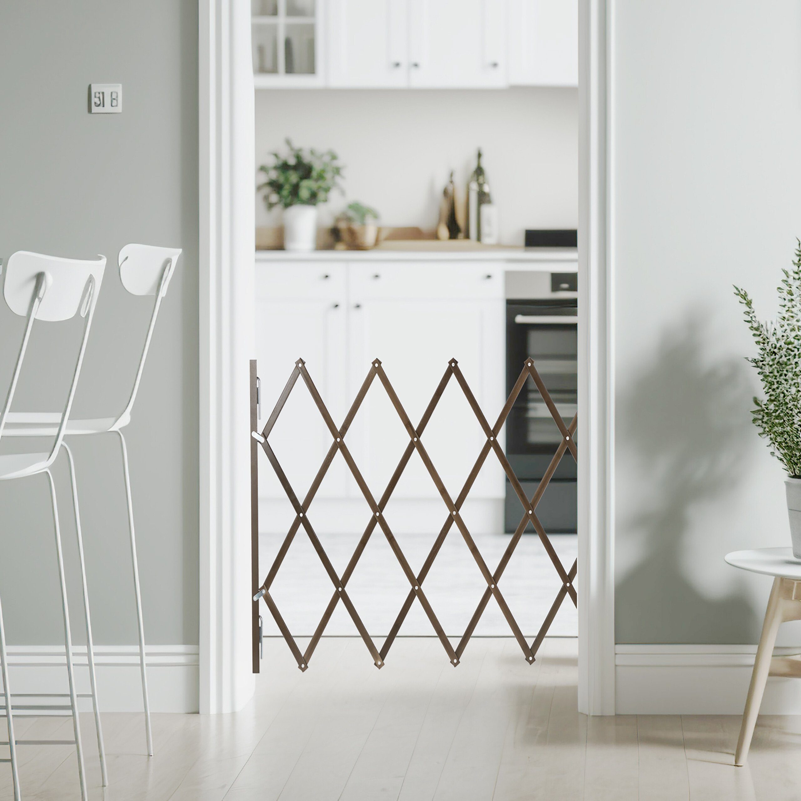 relaxdays Universalschutzgitter Ausziehbares Hundeabsperrgitter in Braun