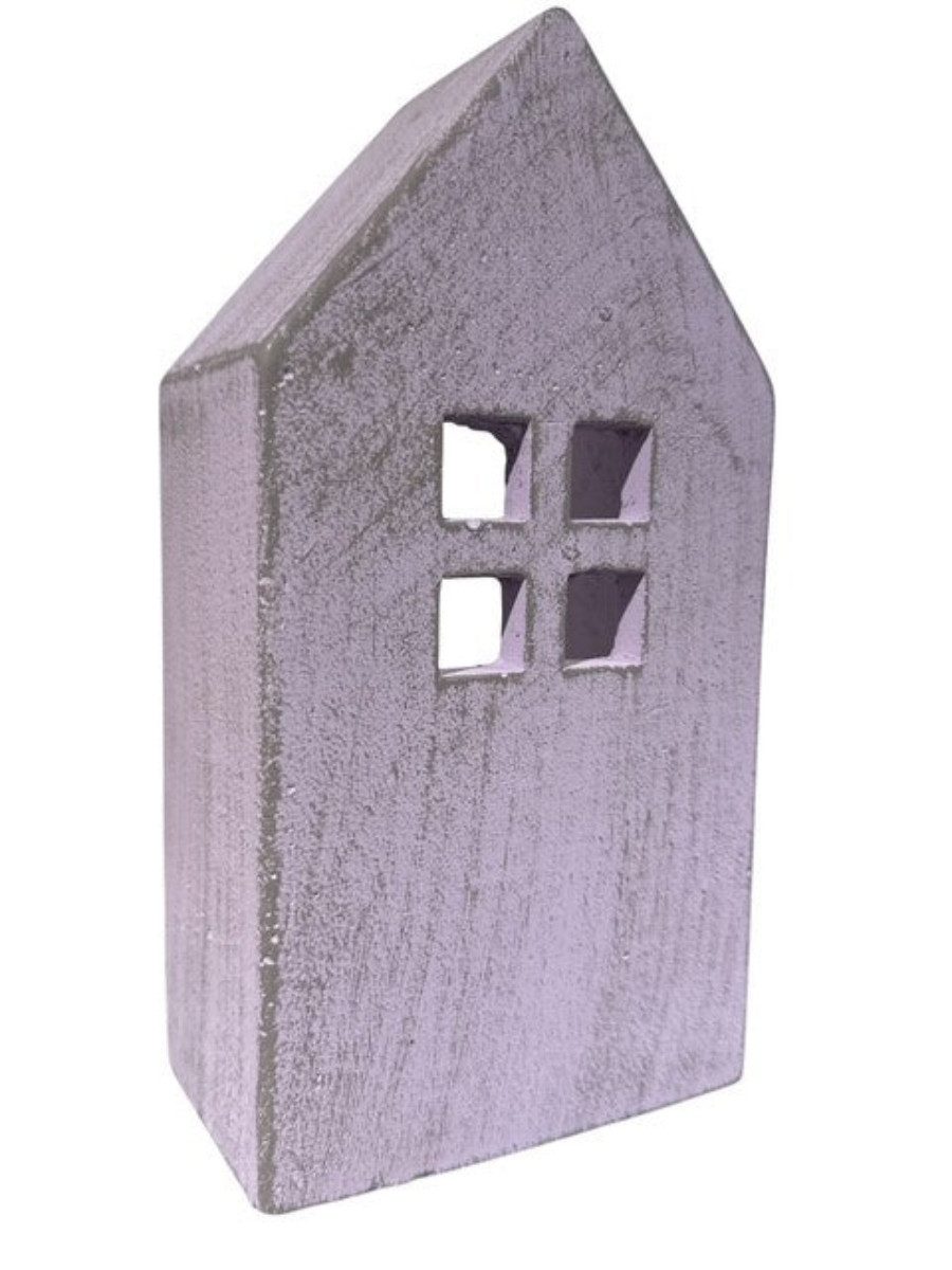 finehomegarden Dekoobjekt Zement Lichterhaus violett Höhe 19,5cm + H22,5 cm Deko Haus für Licht (1 St), Teelichthaus für Wohnbereich 2Größen wählbar