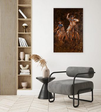 KUNSTLOFT Gemälde Ein Ritt in die Prärie 60x90 cm, Leinwandbild 100% HANDGEMALT Wandbild Wohnzimmer